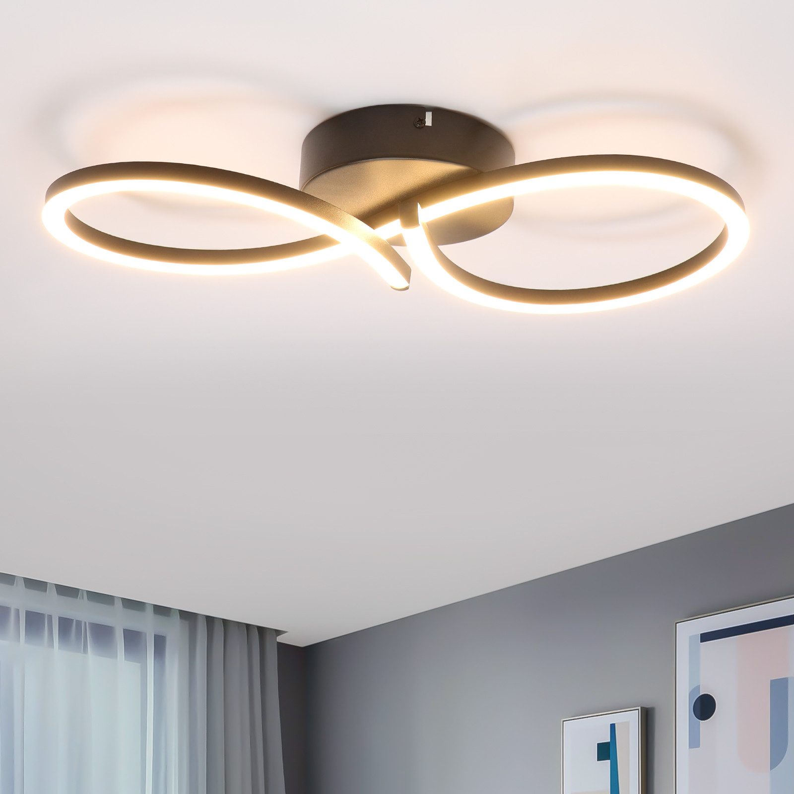 ZMH LED Deckenleuchte Wohnzimmer 8-förmige Schwarz/Weiß Deckenlampe 12/24W günstig online kaufen