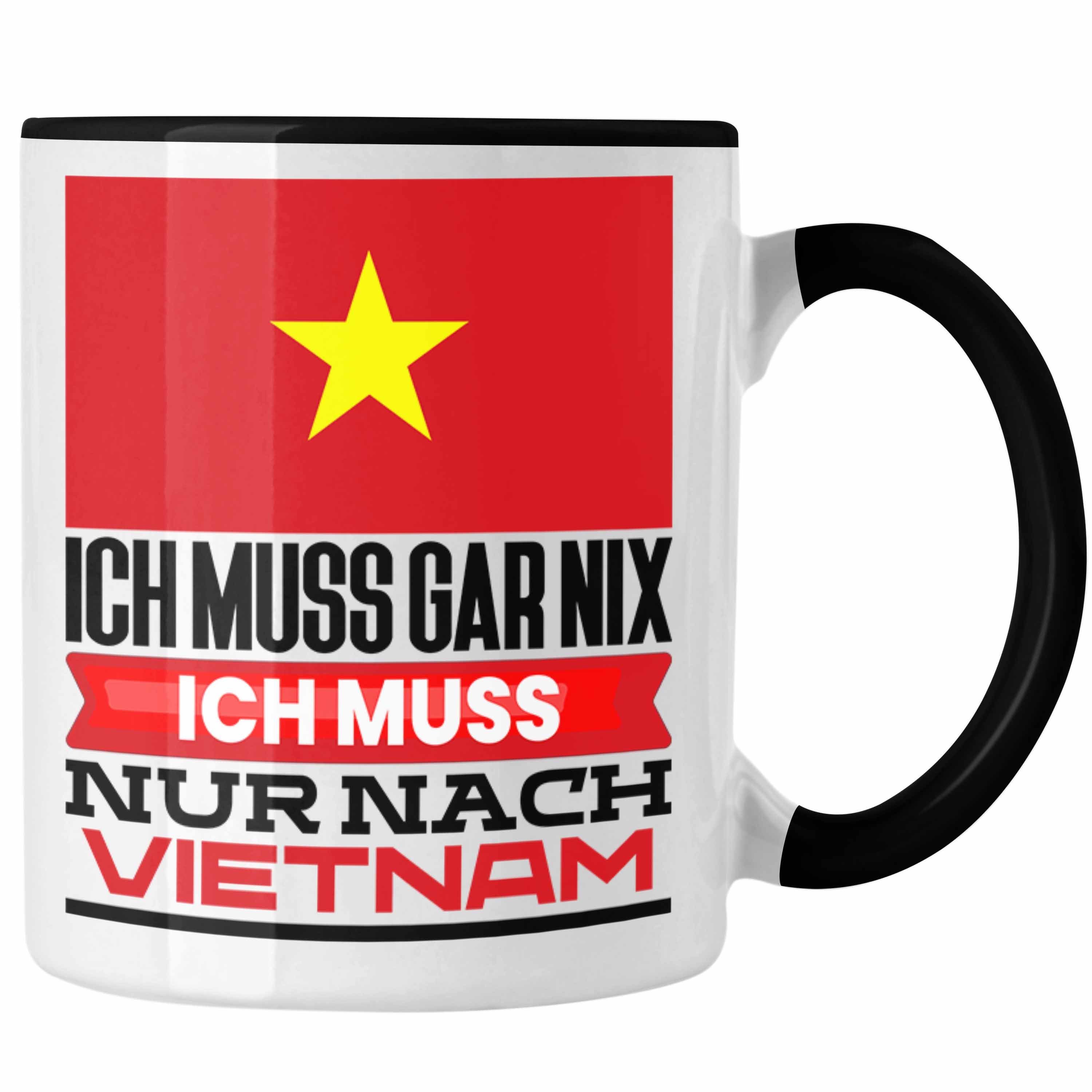 Trendation Tasse Vietnam Tasse Geschenk für Vietnamesen Geburtstag Urlaub Geschenkidee Schwarz