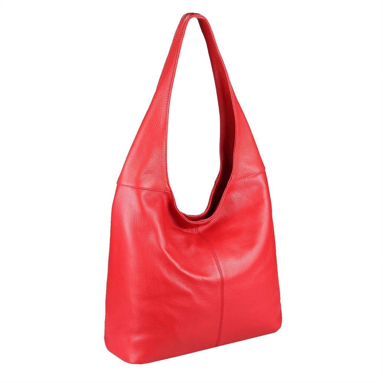 ITALYSHOP24 Shopper Made in Italy Damen echtes Leder Tasche Schultertasche Umhängetasche, Hobo Bag große Hauptfach Alltagstasche mit viel Stauraum leicht bequem