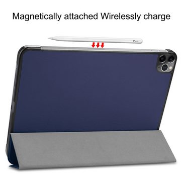 Wigento Tablet-Hülle Premium Smart Cover Blau Tasche Etuis Hülle für Apple iPad Pro 12.9 2020 Case