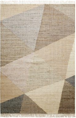 Teppich Vincent GL-82111, Green Looop, rechteckig, Höhe: 4 mm, Naturfaser Teppich aus Jute mit Baumwolle, mit Fransen, Wohnzimmer