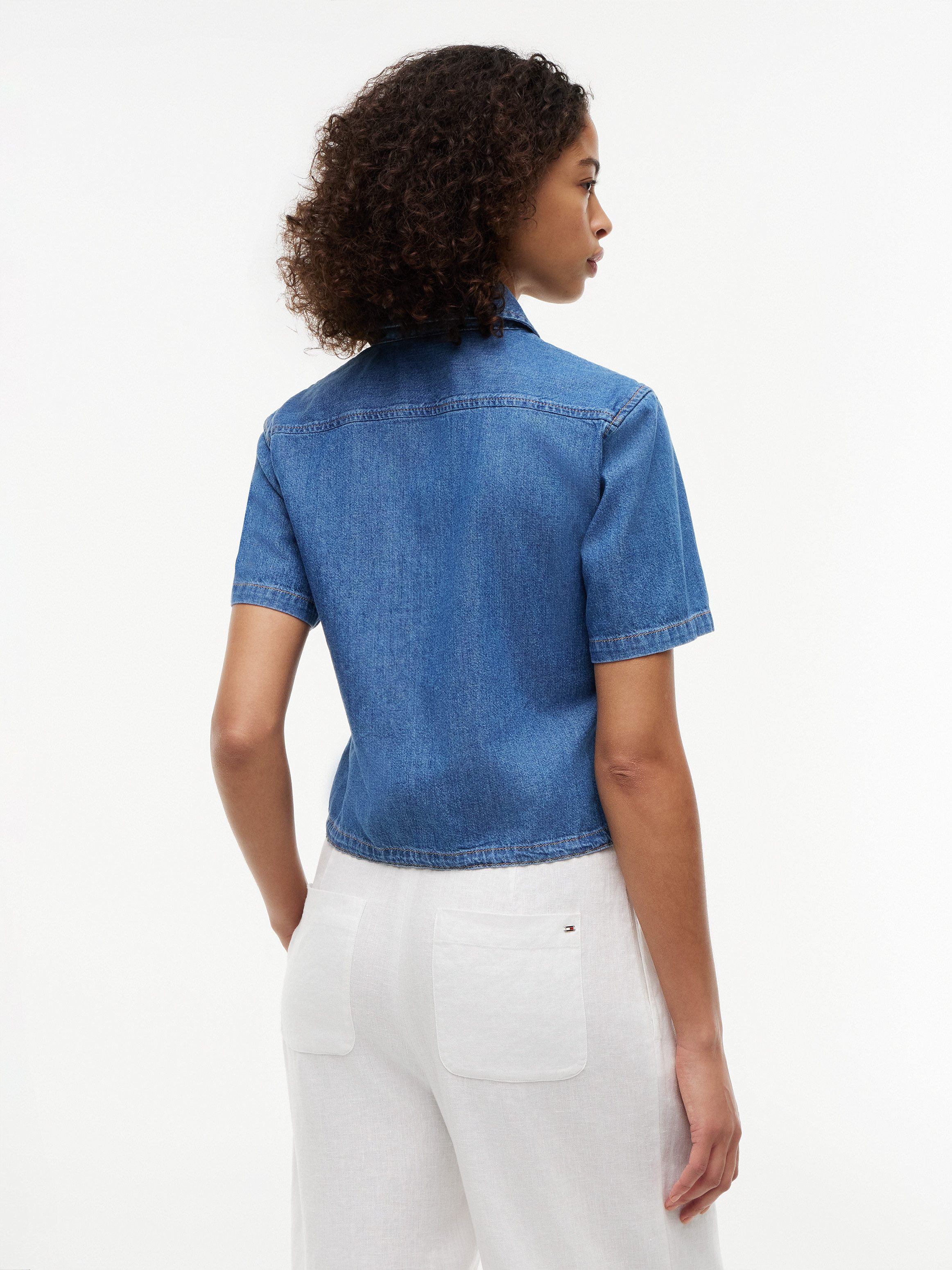 Tommy Hilfiger Jeansbluse BOXY TIE SHIRT MIA SS Baumwolle – Bild 2 von 5