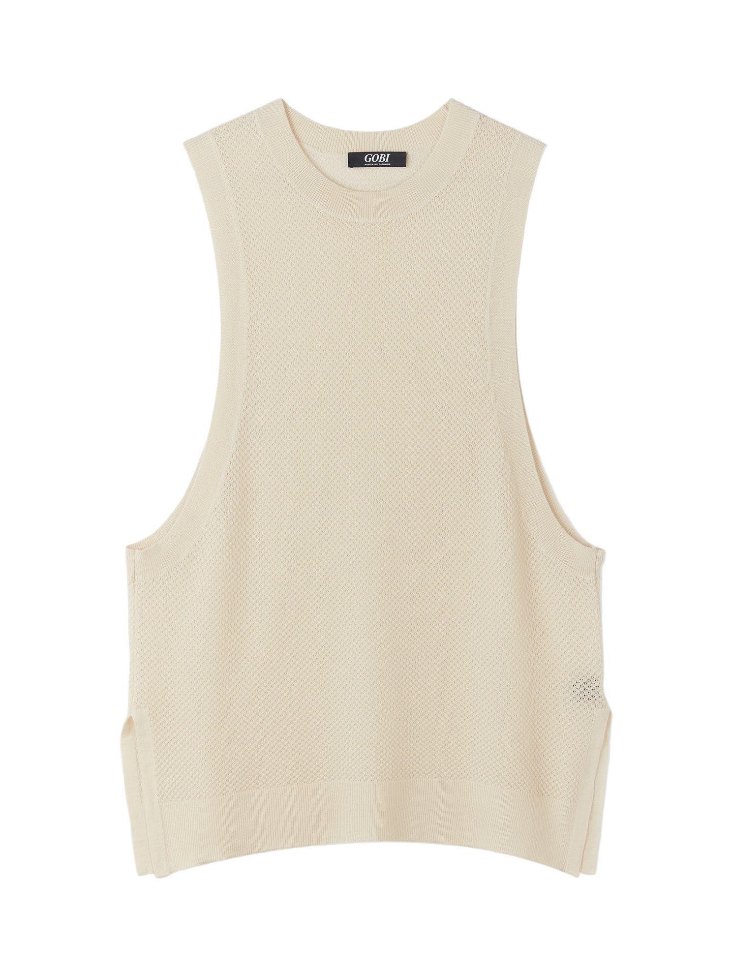 GOBI Cashmere Stricktop Ajour-Strickoberteil aus Rundhalspullover