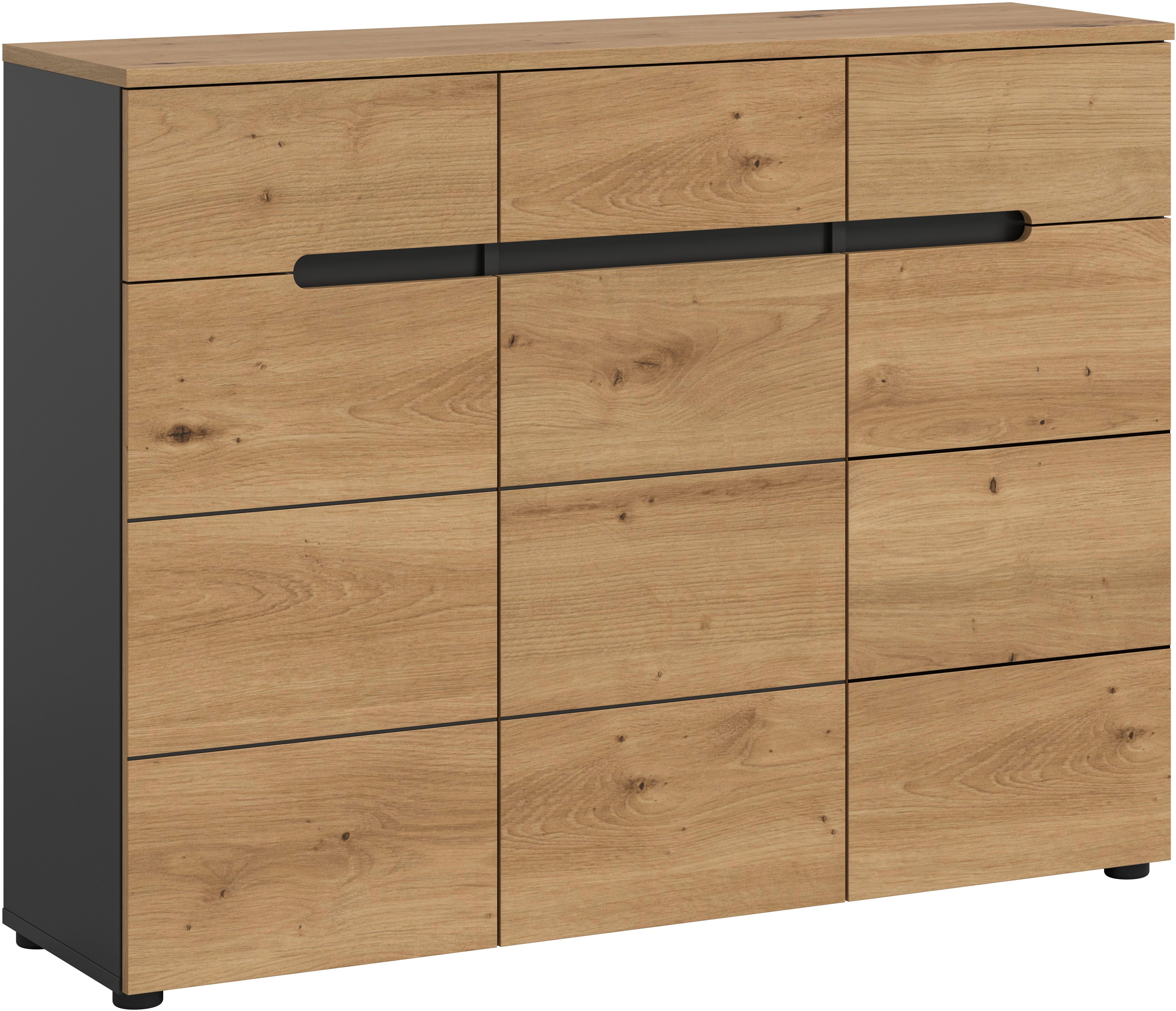 INOSIGN Garderobenschrank REHAT, TOPSELLER!, Breite 120 cm, 3 Türen, 3 Schubkästen, 12 Fächer (1-St., in verschiedenen Farben erhältlich, Platz für ca. 24 Paar Schuhe) Schuhschrank, Kommode, Schuhkommode, Anrichte, Sideboard