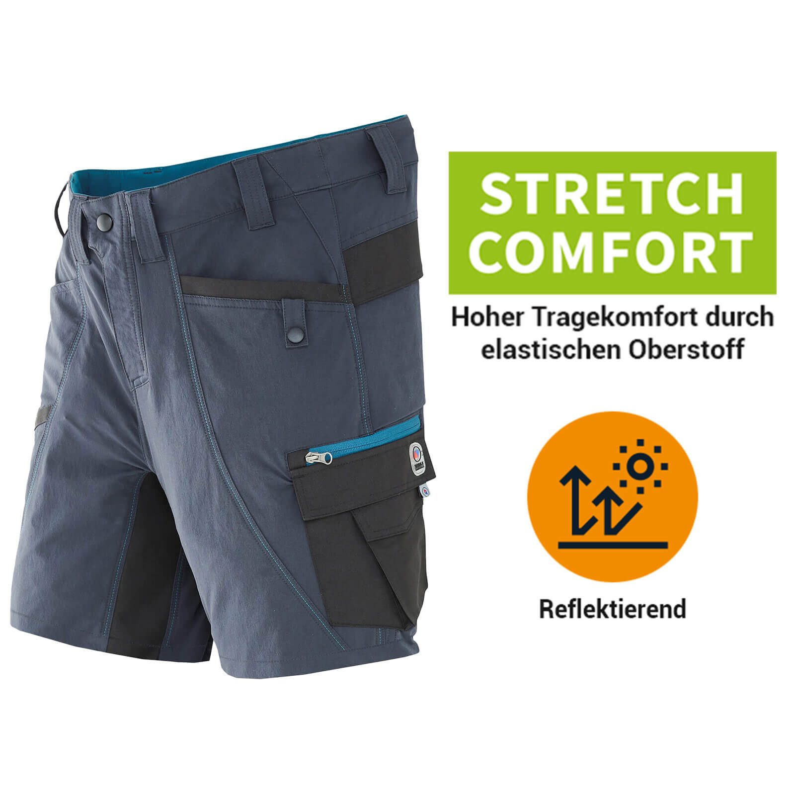 Terrax Workwear Arbeitsshorts 20590 Herren Arbeitshose im sportlichen Look und reflektierenden Details