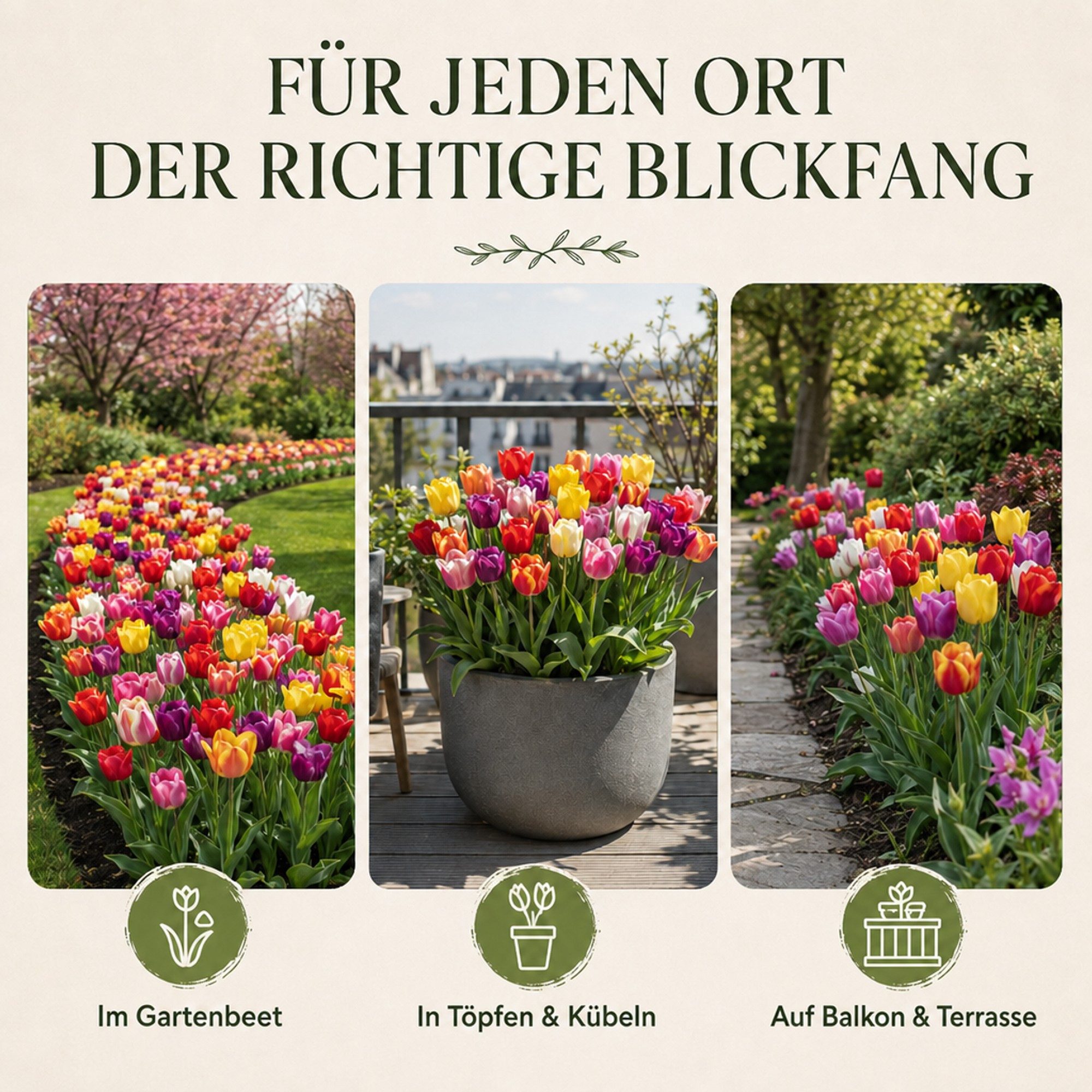 HappySeed Blumenzwiebeln 50 Stk, Tulpen & Frühlingsblüher, verschiedene Sorten, (Bunte Mischung, 50-St), Bunte Mischung – Bild 4 von 5