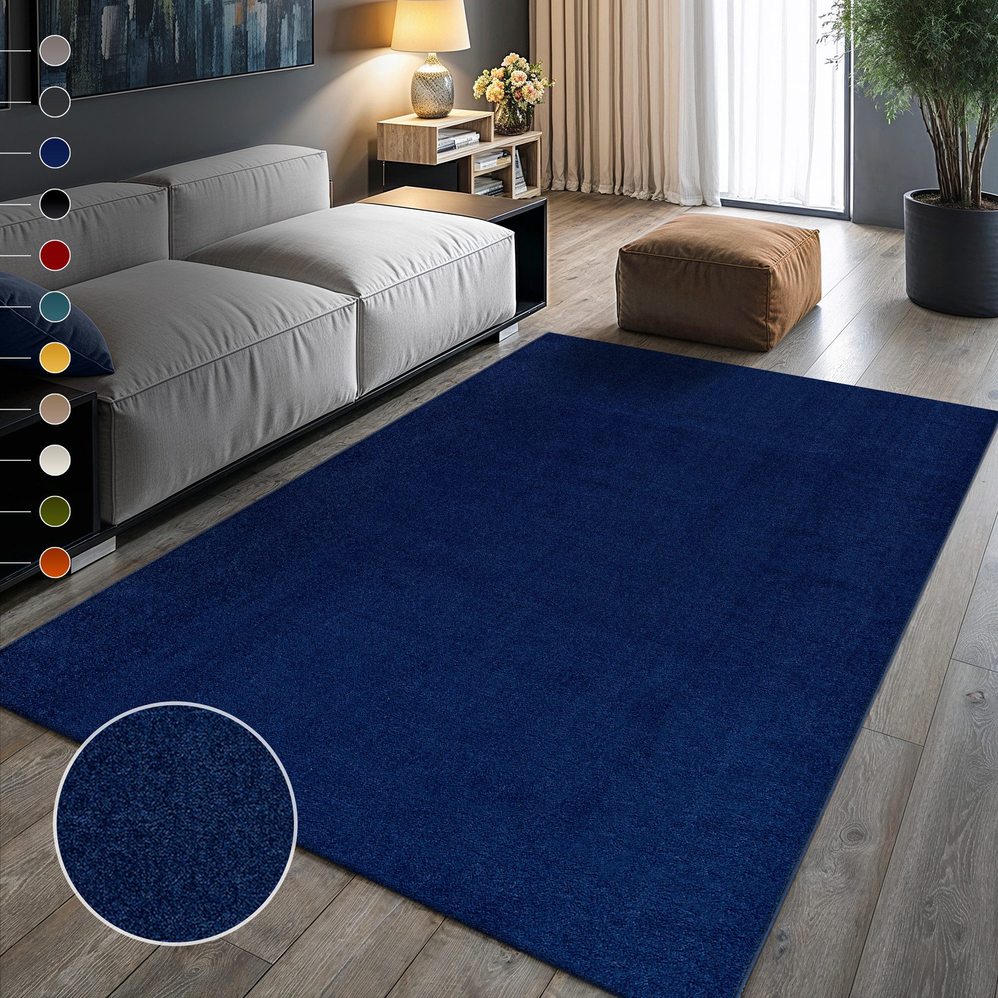 Sanat Teppich UNI, auch als Läufer und Rund, rechteckig, Höhe: 13 mm, robuster Kurzflorteppich, große Farbauswahl, Wohnzimmer, alle Räume