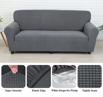 Sofabezug Sofa Überwürfe Elastische Antirutsch Atmungsaktive Sofahusse, Homewit, 3-Sitzer/195cm-230cm, Spandex, Grau