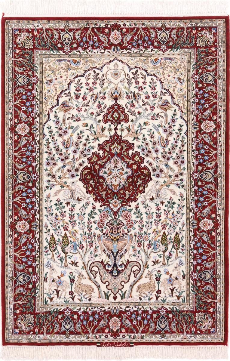 110x157 Seidenkette Orientteppich Höhe: Nain Orientteppich, Isfahan rechteckig, Trading, 8 Handgeknüpfter mm
