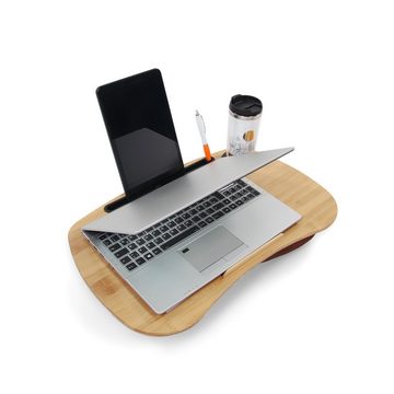 hjh OFFICE Laptopunterlage COMFILAP I Bambus, Stoff Laptop-Ständer, (bis 17 Zoll, Bequeme Kissenbasis)