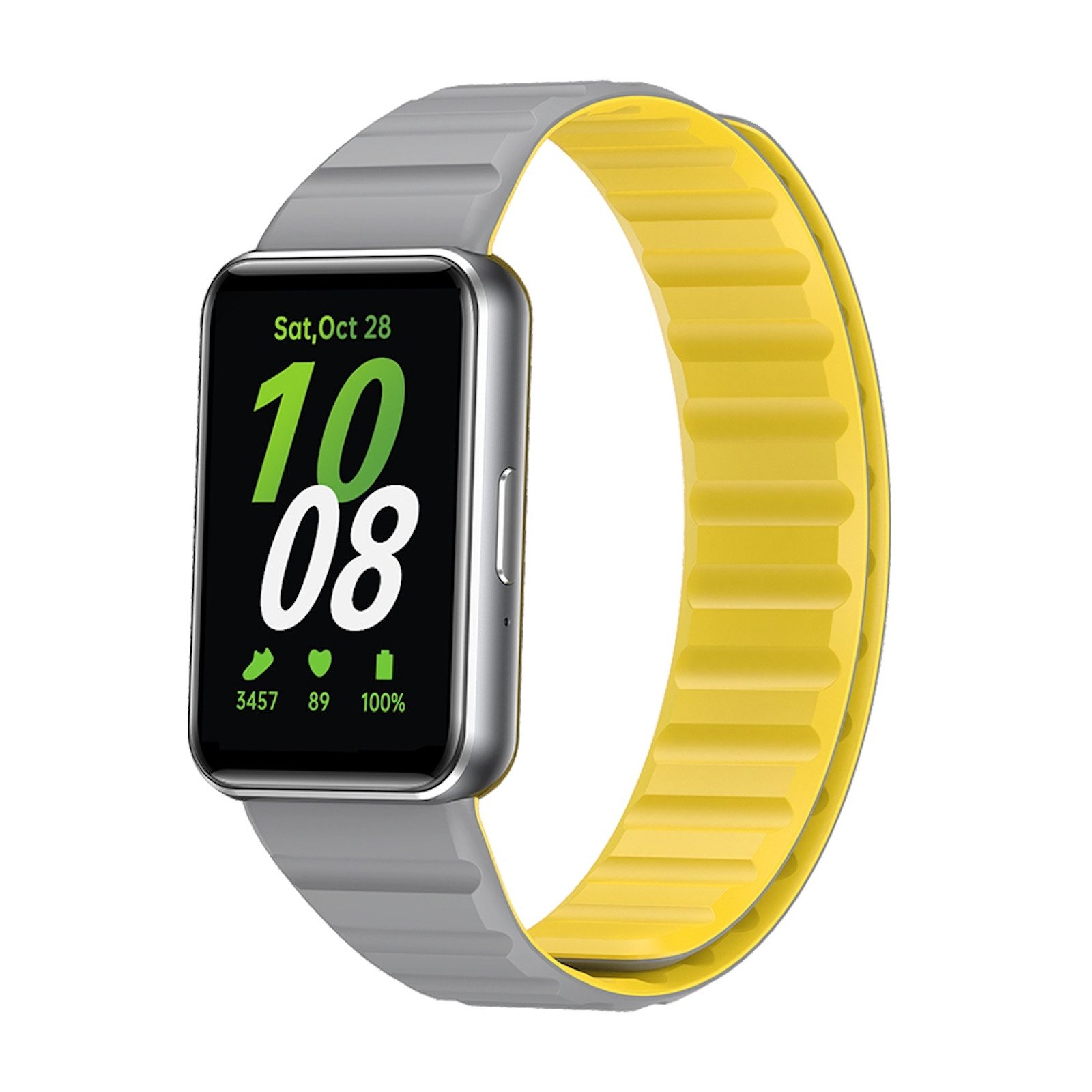 Wigento Smartwatch-Armband Für Samsung Galaxy Fit 3 Design Magnet Verschluss Silikon Arm Band Neu