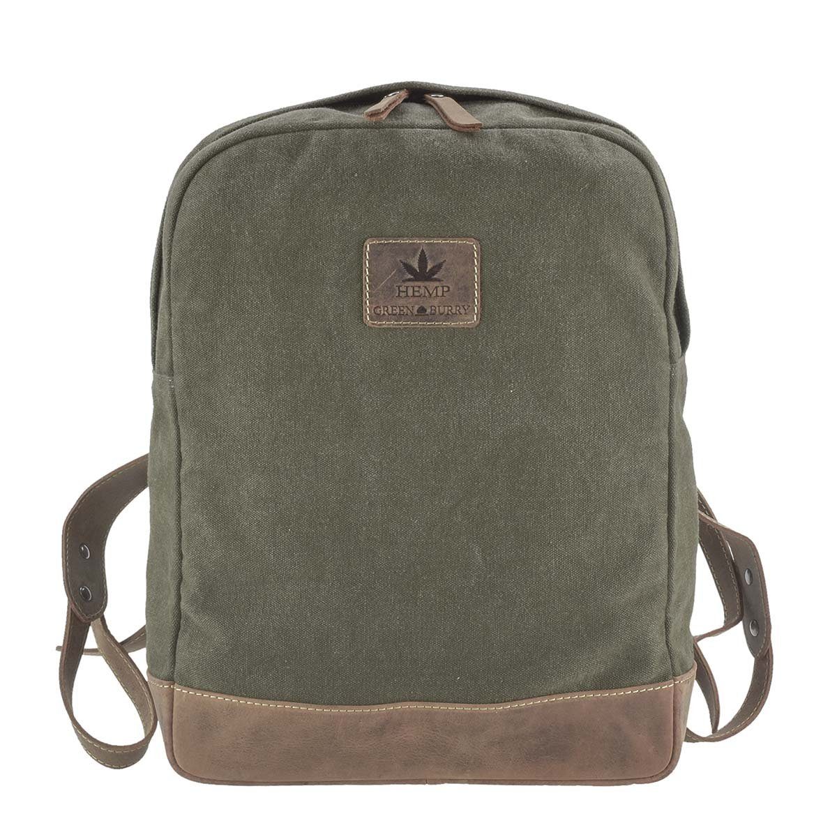 Greenburry Tagesrucksack Vintage Hemp, Rucksack, BackPack, DayPack, aus Hanf und Leder