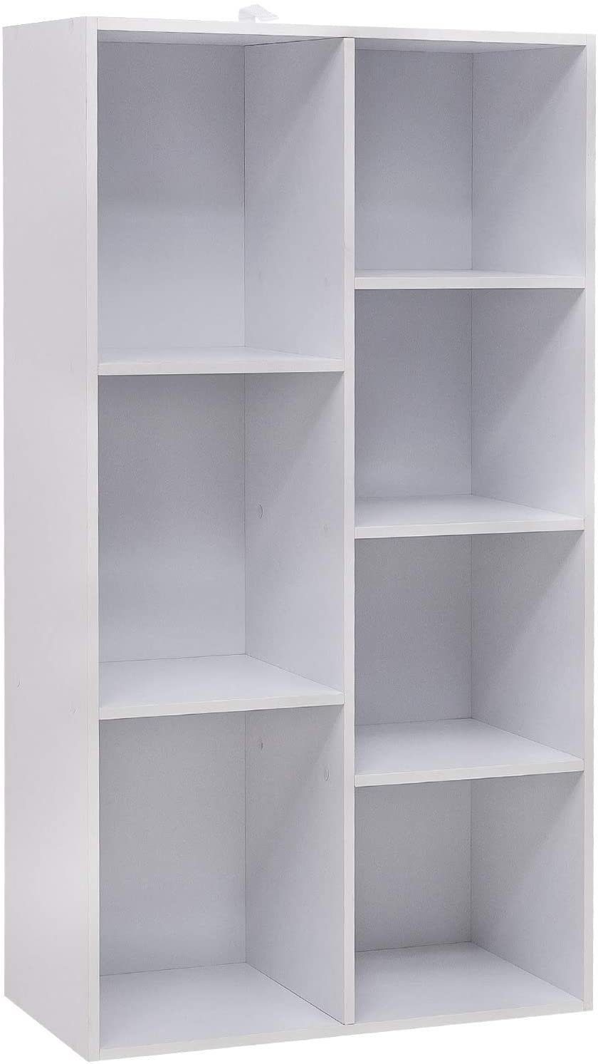 Raumteiler 7 MDF, Fächer, 1-tlg., Weiß 60x30x108cm Büroregal, Bücherregal, Woltu