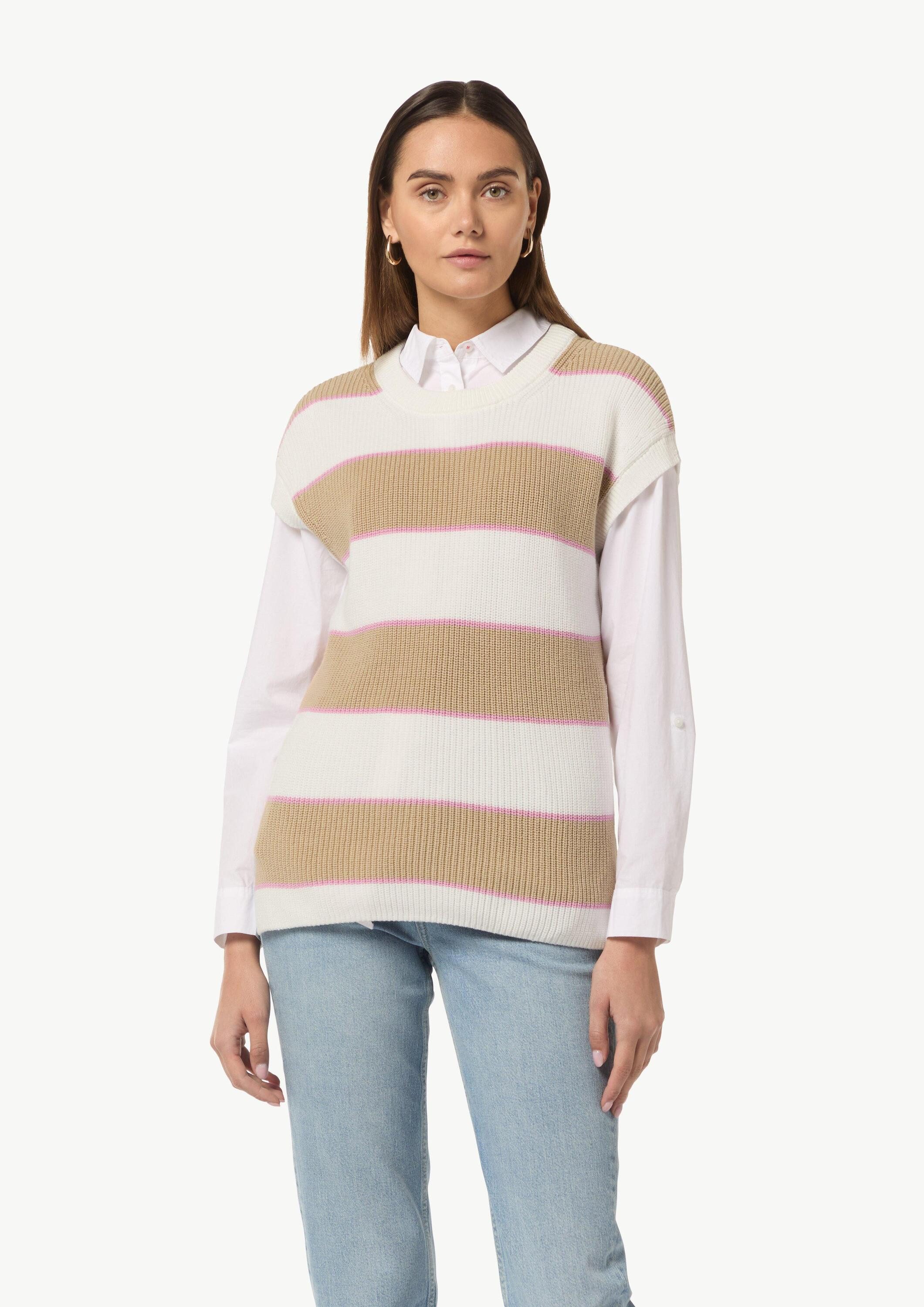 comma Rundhalspullover Strickpullunder Strickpullunder mit Rippstruktur (1-tlg)