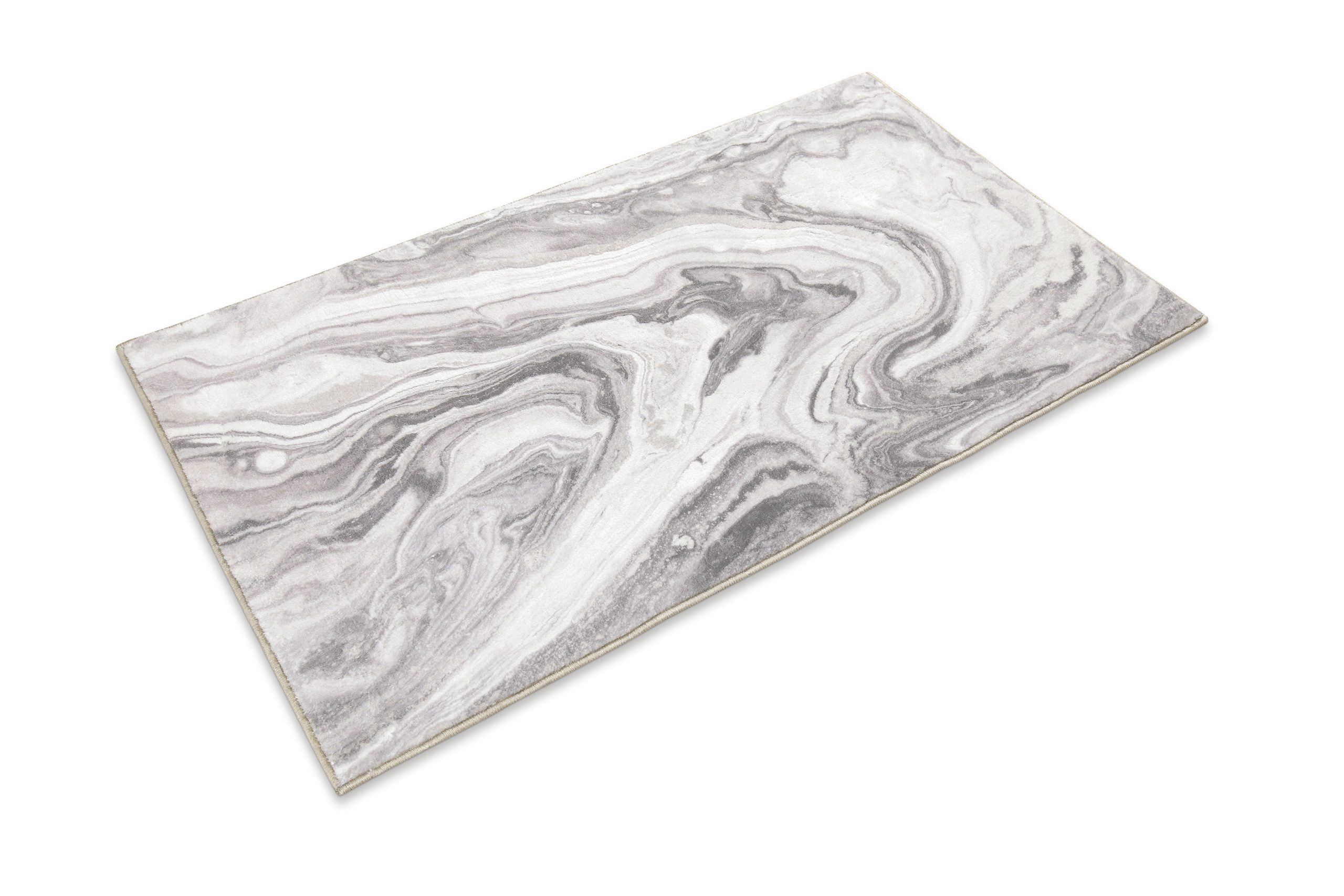 Wecon home Badematte Jani, Höhe 5 mm, Polyester, rechteckig, Marmor Design, waschbar, rutschfest, schnell trocknend, Badteppich