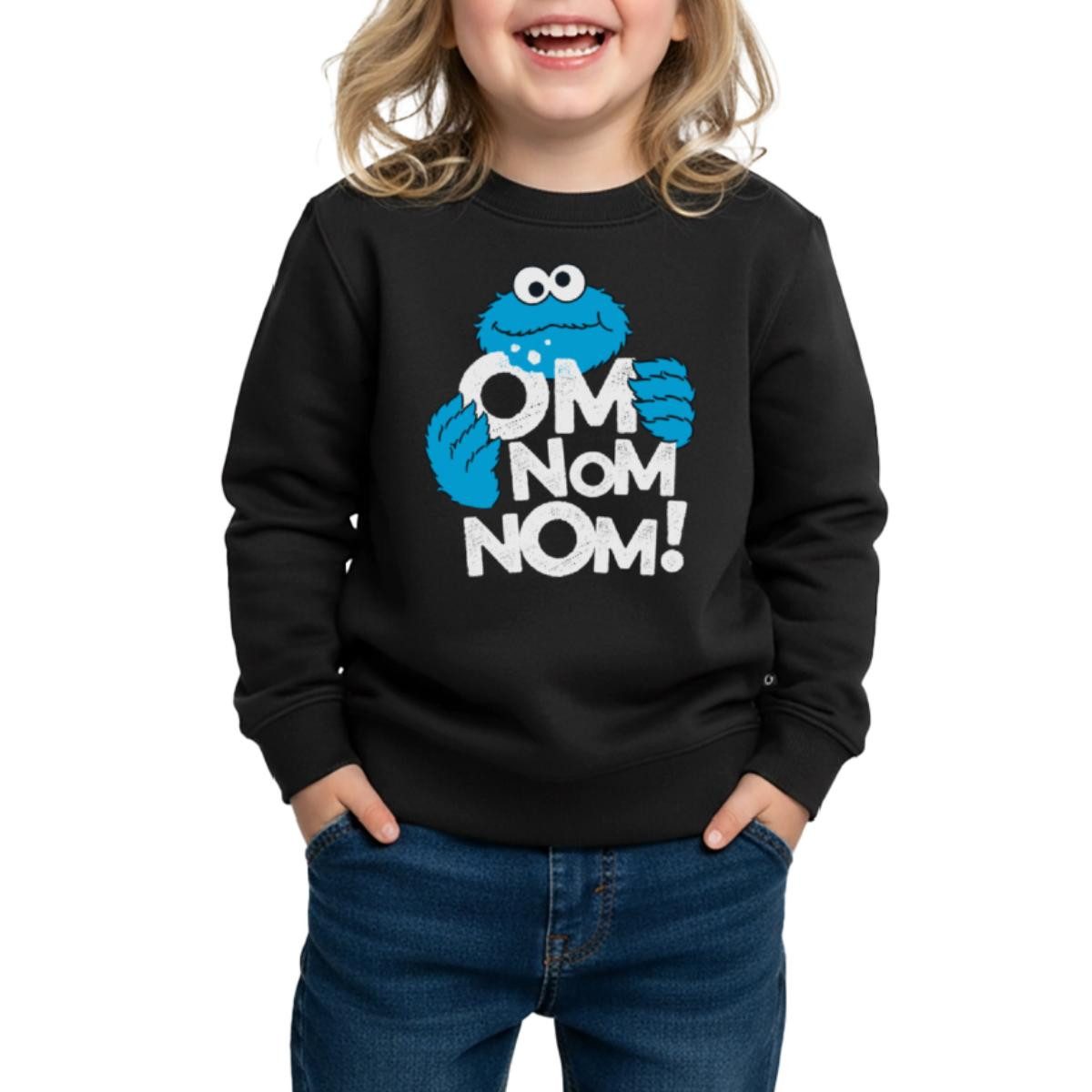 Spreadshirt Sweatshirt Sesamstraße Krümelmonster Om Nom Nom Kinder/Teenager Premium Pullover (1-tlg)
