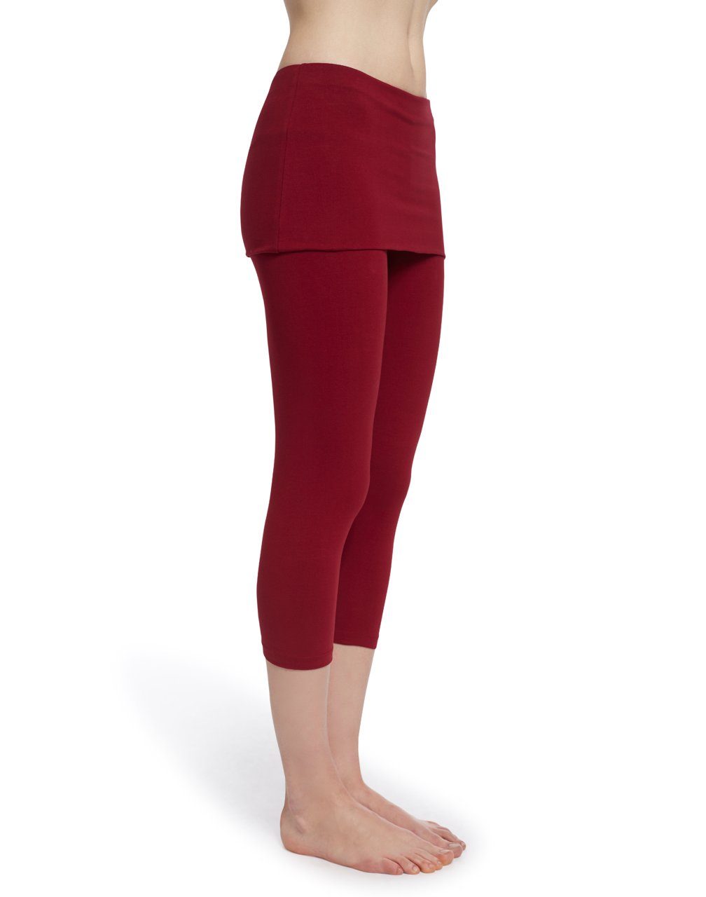 ESPARTO Yogahose Capri, 3/4-Yoga-Rockhose Thanda mit Rockelement Granatrot