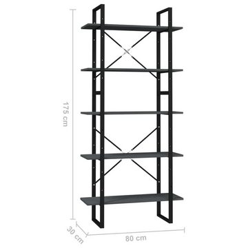 möbelando Bücherregal 3008334, BxHxT: 80x175x30 cm, aus Kiefernholz, Metall in Grau mit 5 Einlegeböden