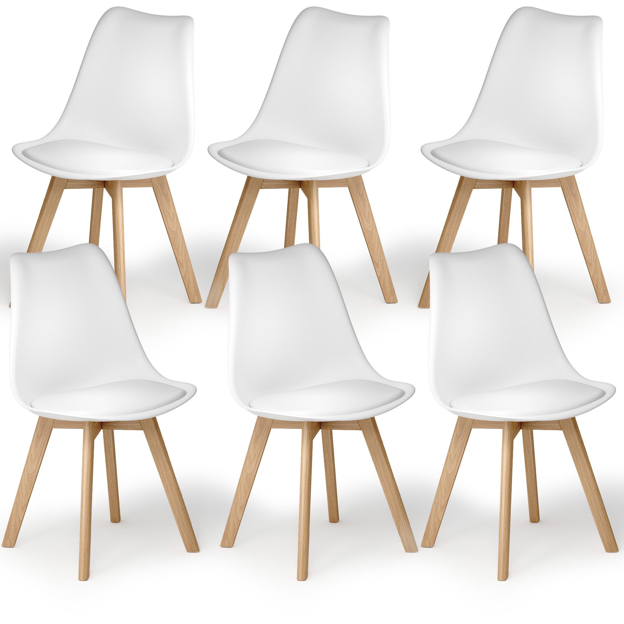 Blishom Esszimmerstuhl Esszimmerstuhl 6er-Set, Buchenholz & PVC, 40x47x80 cm (6 St)