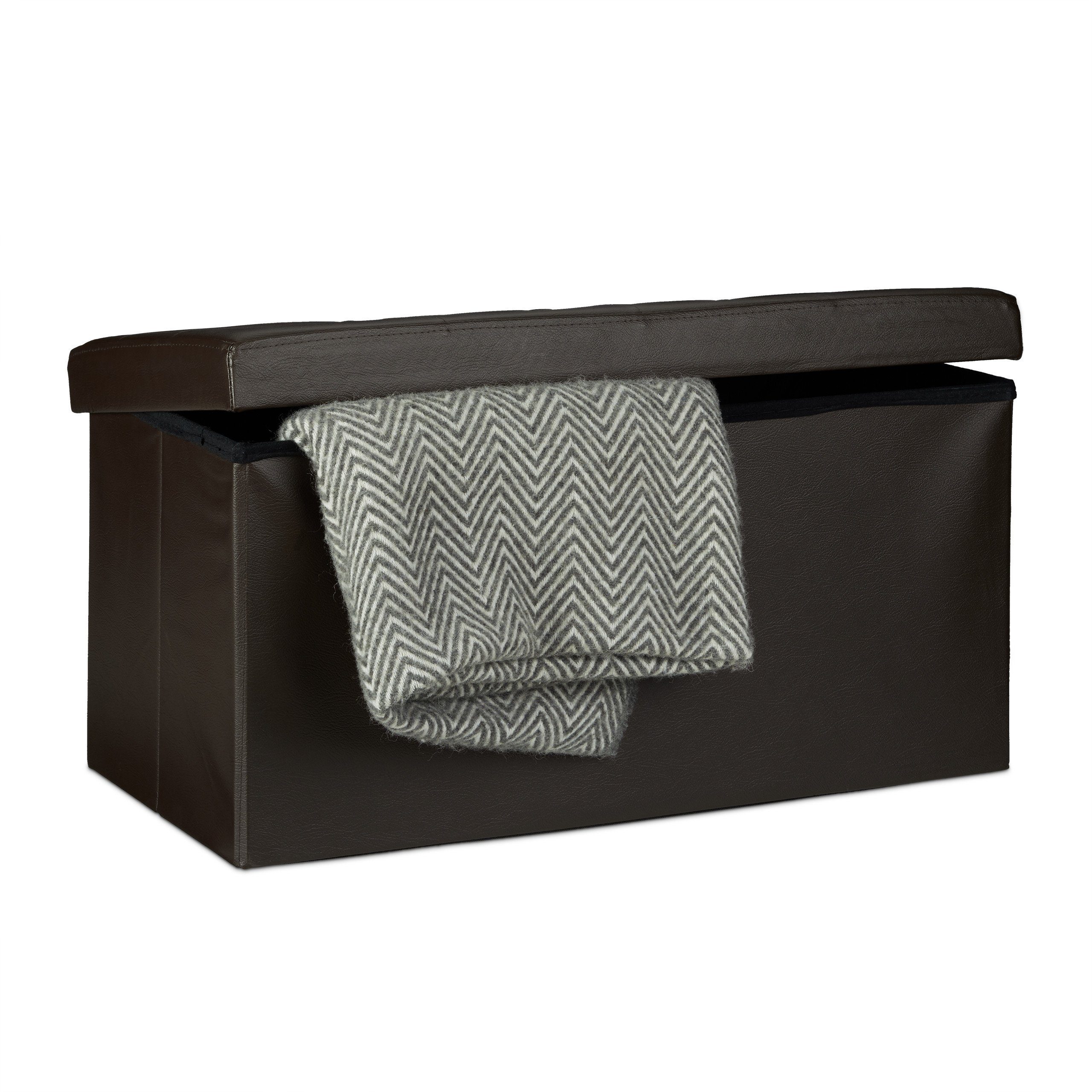 relaxdays Sitzbank mit Stauraum Kunstleder (1-St), braun