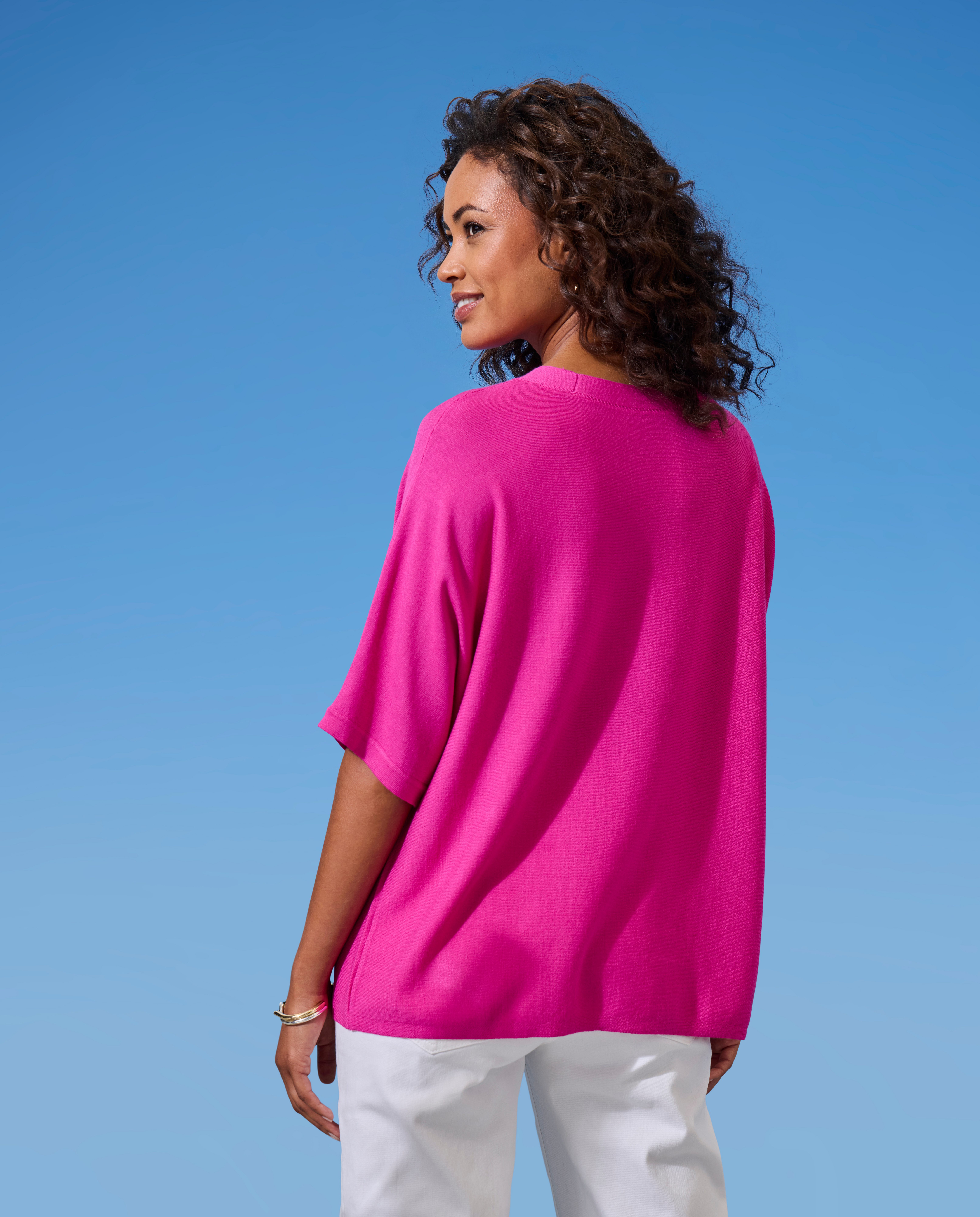 Vivance Kurzarmshirt mit Lochstrickmuster aus weichem Viskose-Strick