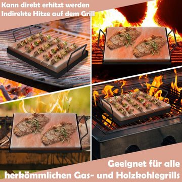 Randaco Grill-Salzstein Salzstein mit Halter 30x20x3cm Hochwertiger CHEF Set Fisch BBQ (4-St)