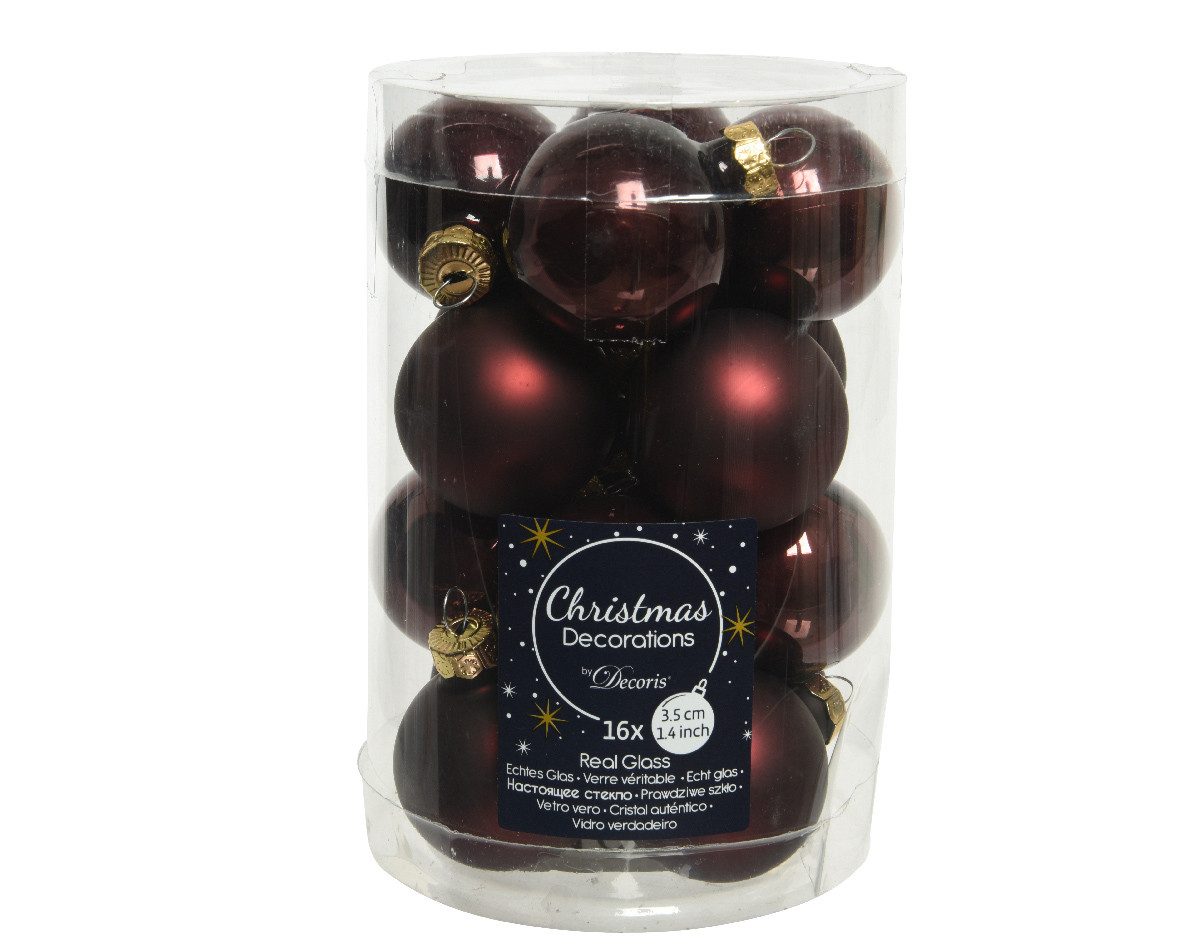 Kaemingk Weihnachtsbaumkugel, Weihnachtskugeln Glas 3,5cm 16 Stück - Rotholz