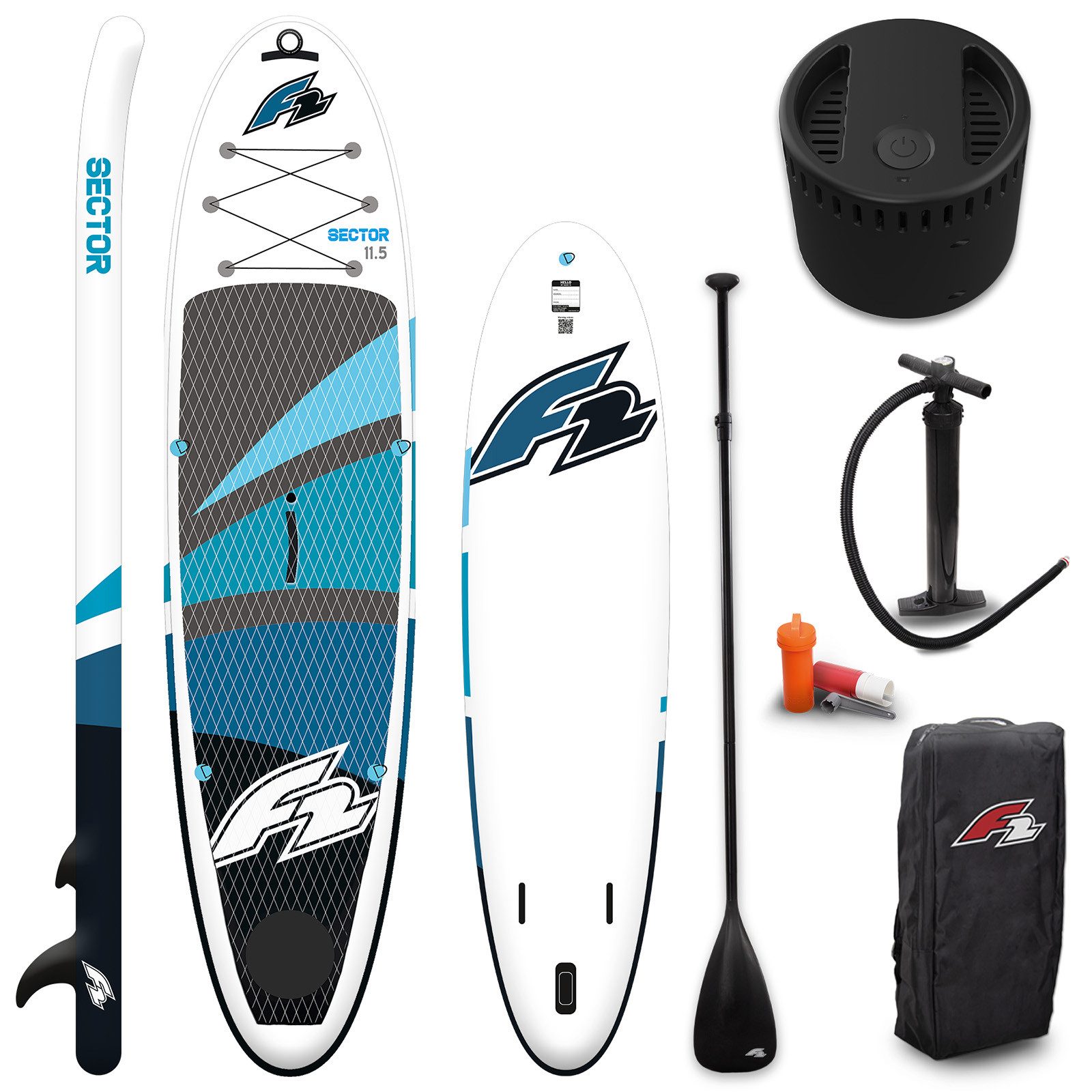 SUP-Board F2 Stand up Paddle Board SECTOR SMART SUP mit E-Pumpe 11,5 Blau 2024