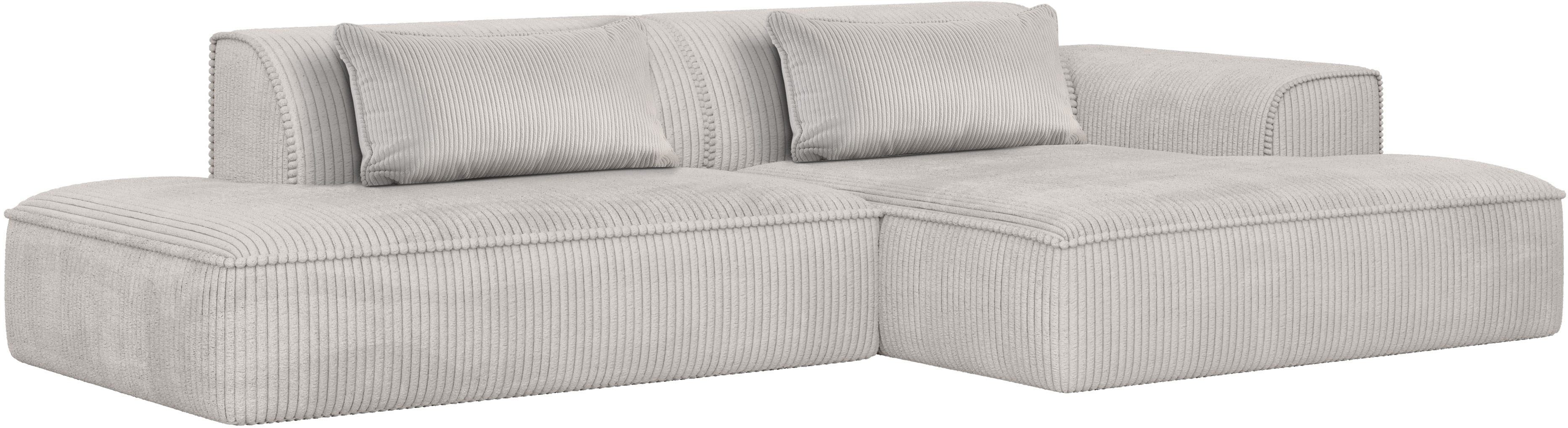 exxpo - sofa fashion Ecksofa Billund modernes Designsofa, bequem und elegant, Breite 294cm, L-Form, modern, L-form, Wellenfedern, inklusive 2x Nierenkissen