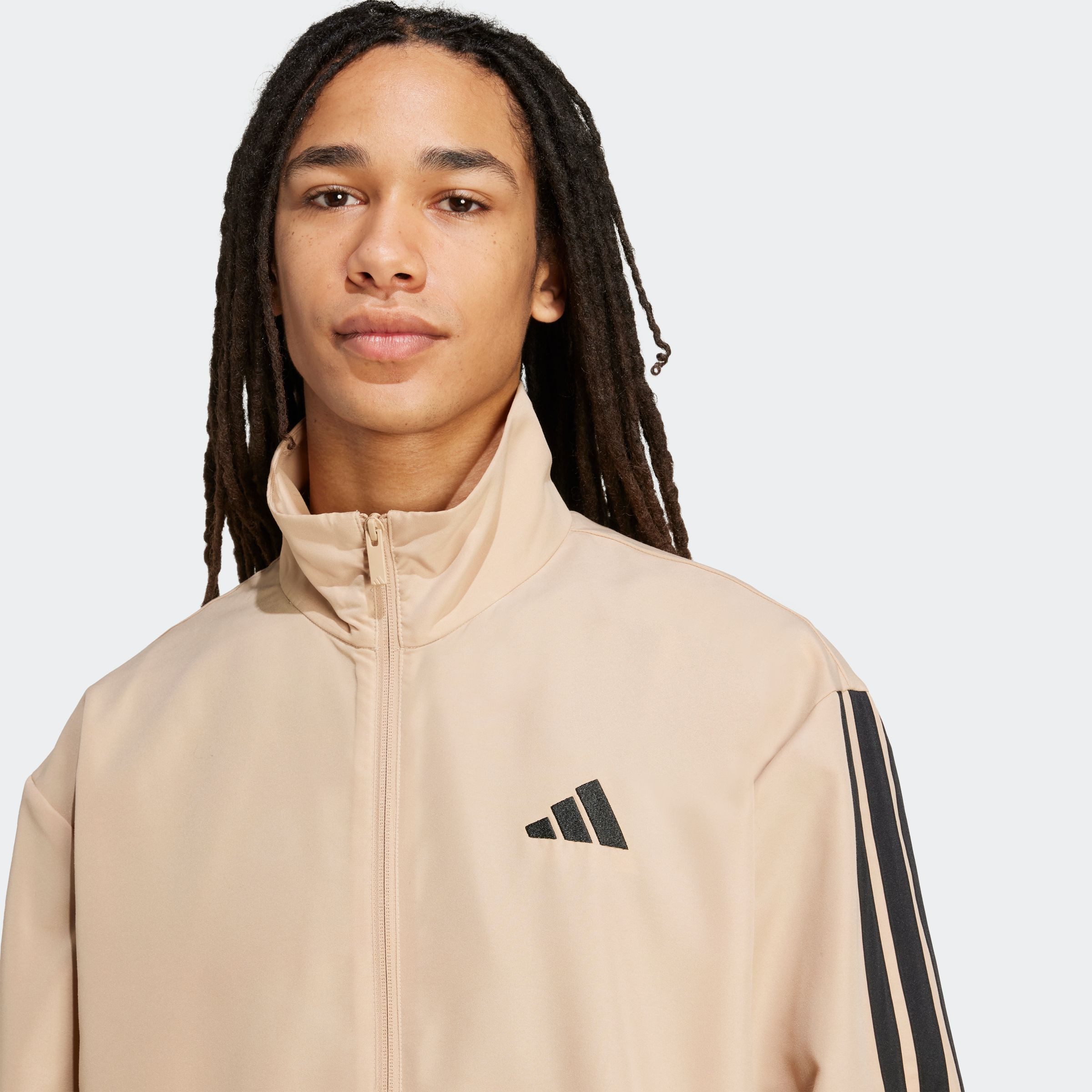 adidas Sportswear Trainingsanzug 3-STREIFEN WOVEN (2-tlg), zweiteiliges Set, aus Polyester, mit durchgehendem Reißverschluss