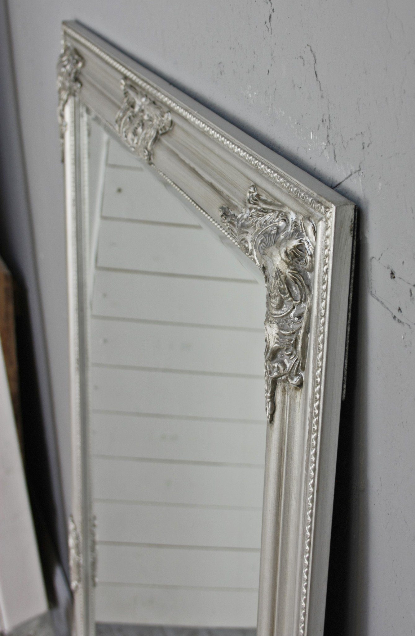silber cm barock elbmöbel silber Spiegel Wandspiegel Vintage Wandspiegel Spiegel: 132x72x7 132cm Look Holz,
