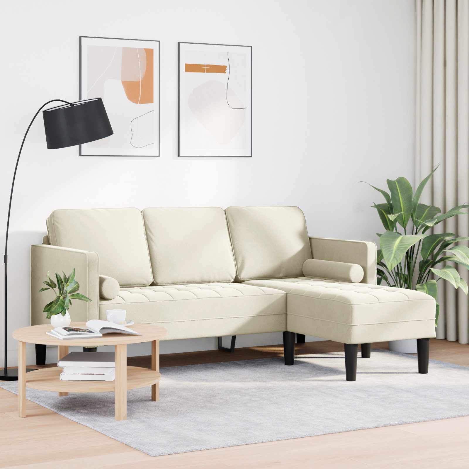 vidaXL Sofa Ecksofa Creme 173x131x67 cm günstig online kaufen