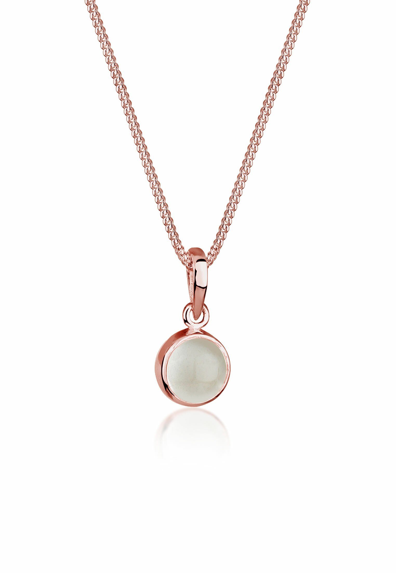 Elli Kette mit Anhänger Klassik Mondstein Edelstein Rund Natur 925 Silber günstig online kaufen