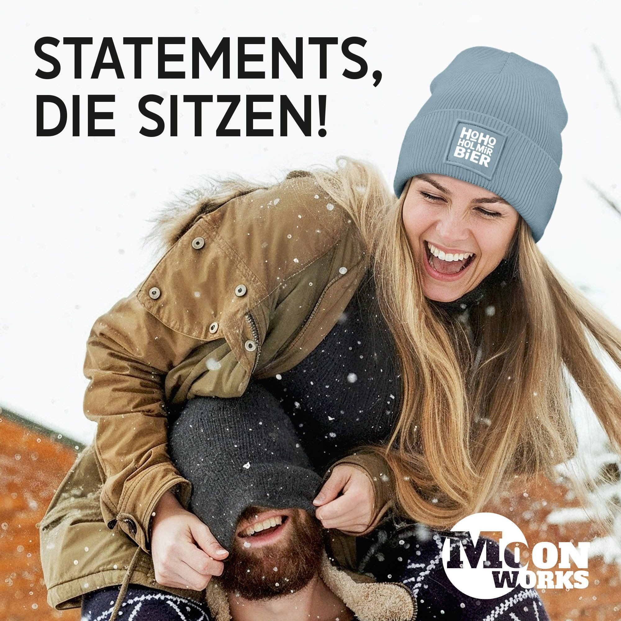MoonWorks Strickmütze Damen Beanie Strickmütze Spruch Weihnachtsmann Santa Ho Ho Hol mir