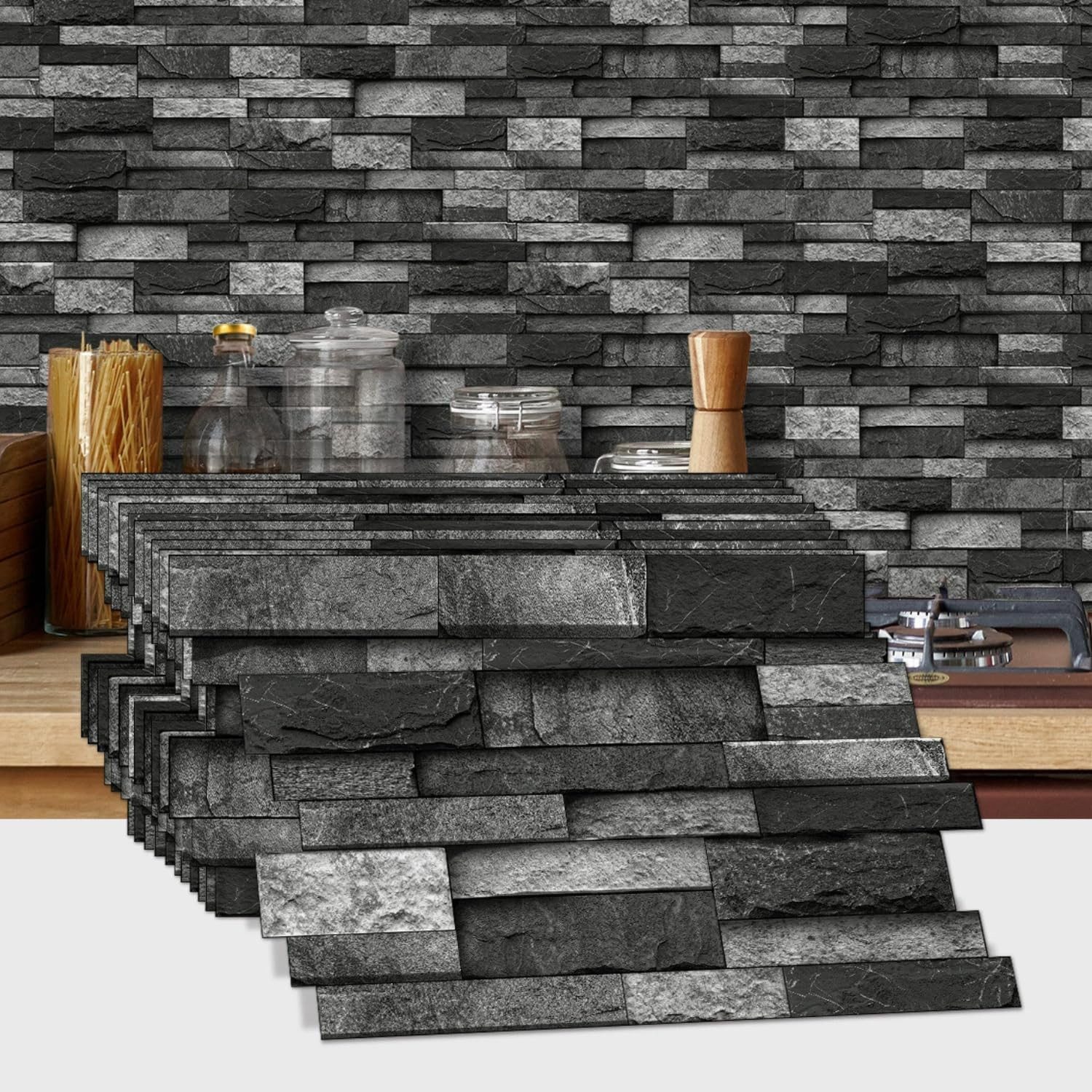 Coonoor Fliesenaufkleber Klebefliesen 12 Stück -24cm x 12cm, 3D Fliesenaufk günstig online kaufen