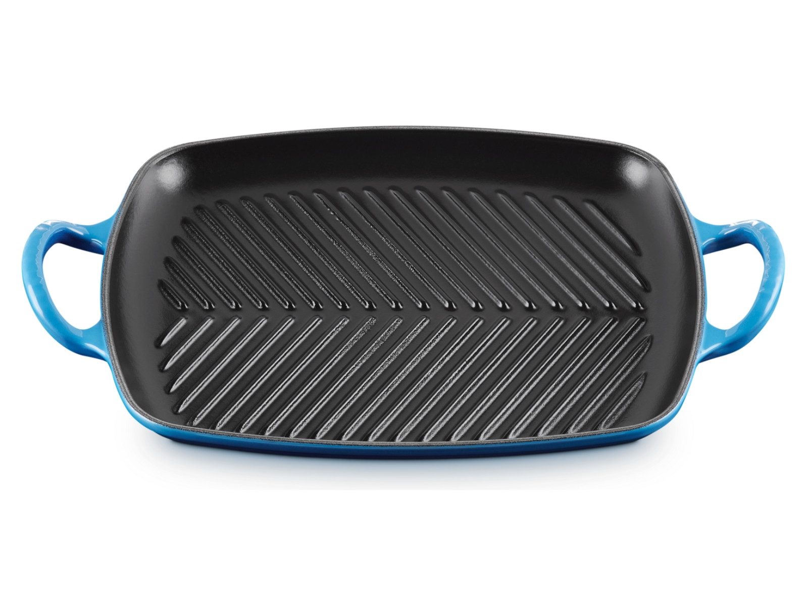 LE CREUSET Servierplatte Grillplatte Signature rechteckig azure 30cm, Emailliertes Gusseisen, (Grillplatten)