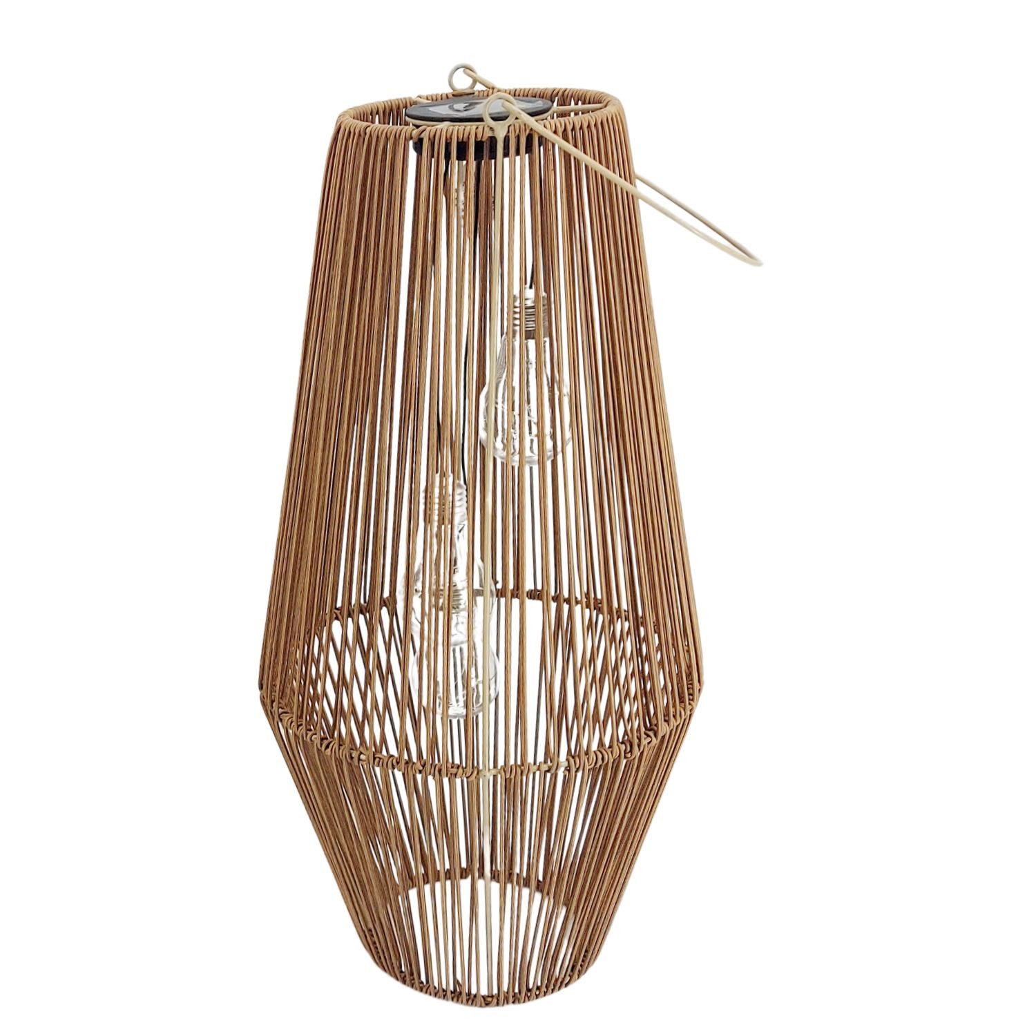 formano LED Tischleuchte Rattan-Optik, LED, Solarbetrieben, Braun, Bänder, H: 54cm