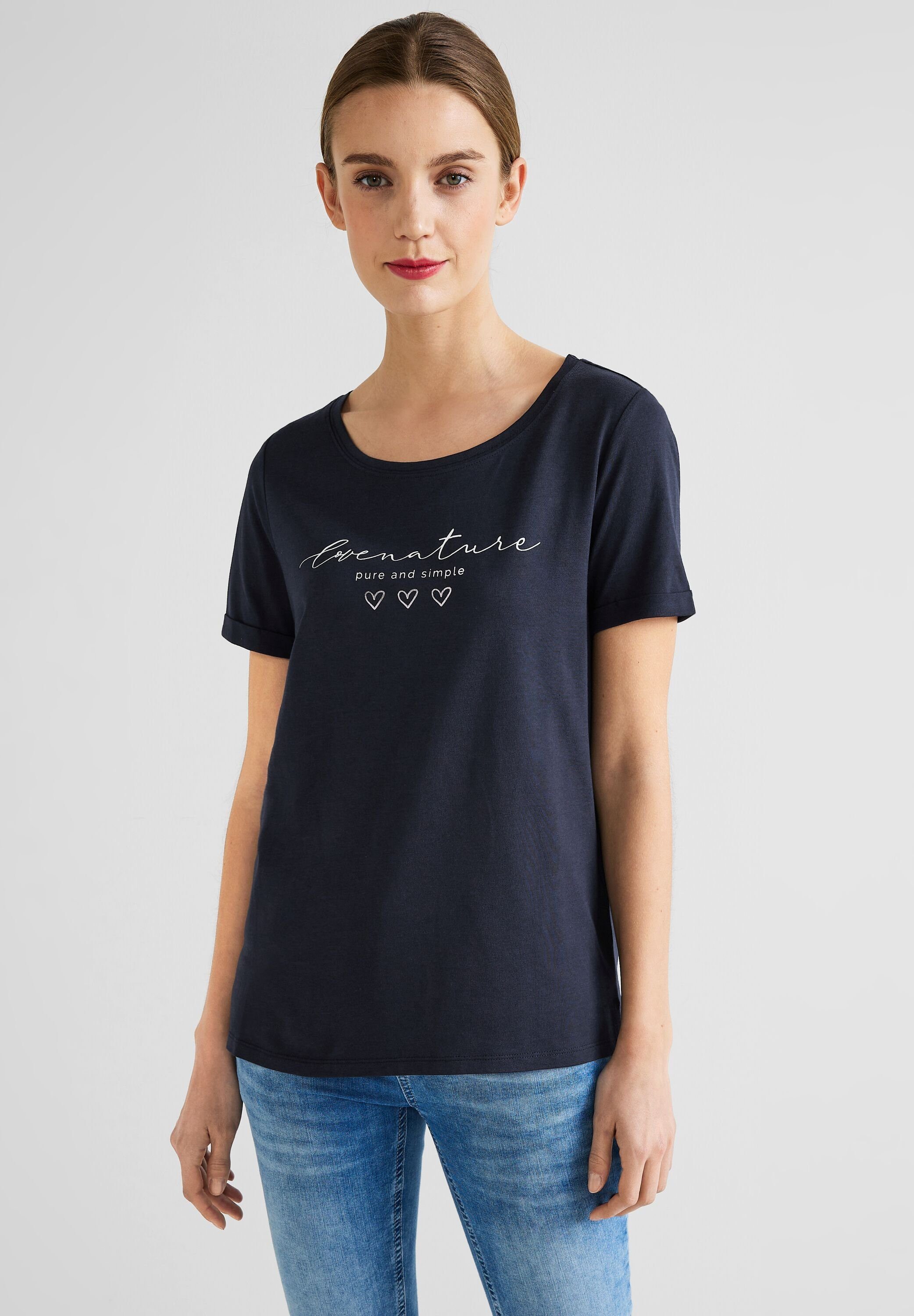 STREET ONE T-Shirt in Unifarbe deep blue | T-Shirts