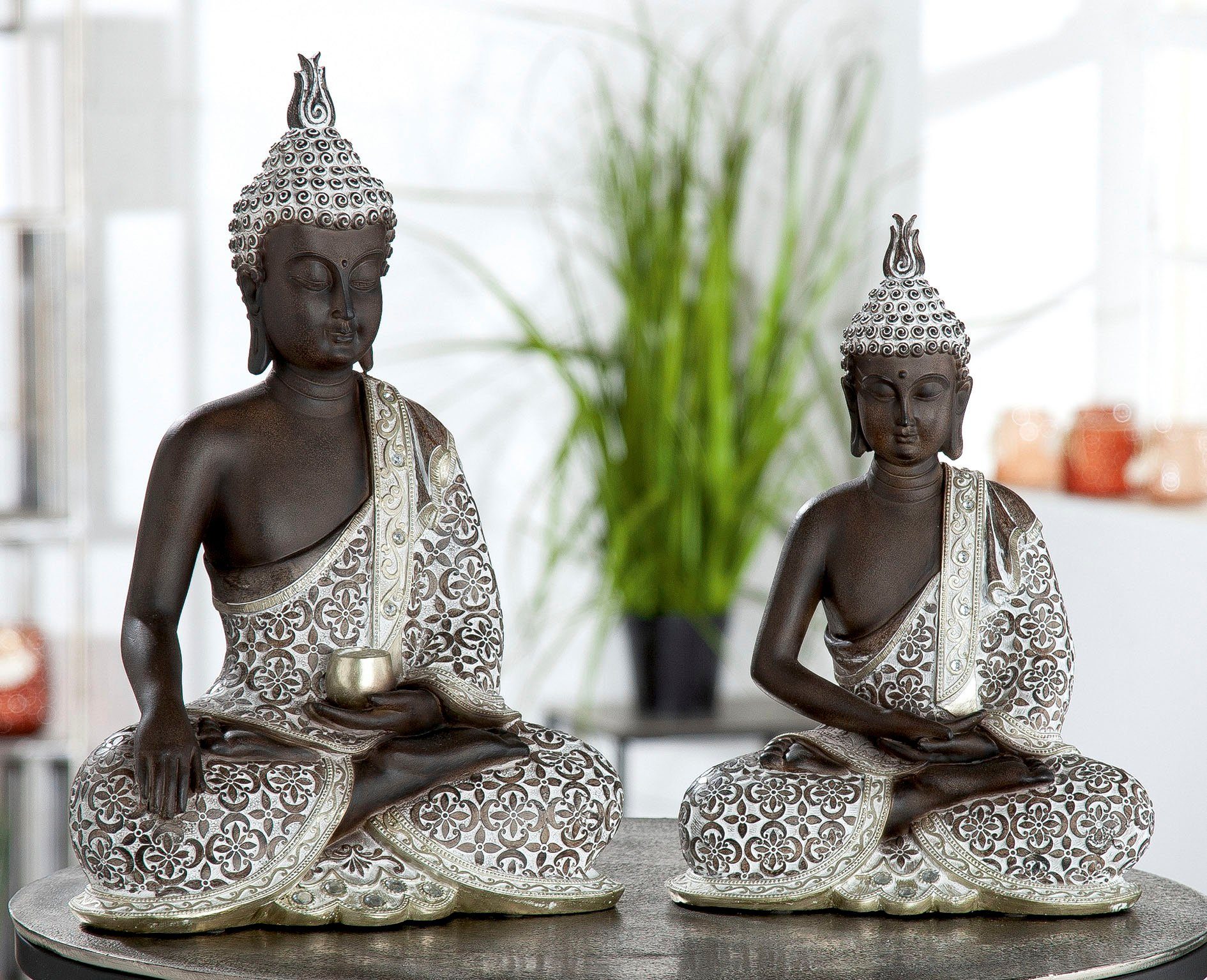 GILDE Buddhafigur Buddha Mangala braun-weiß (1 günstig online kaufen