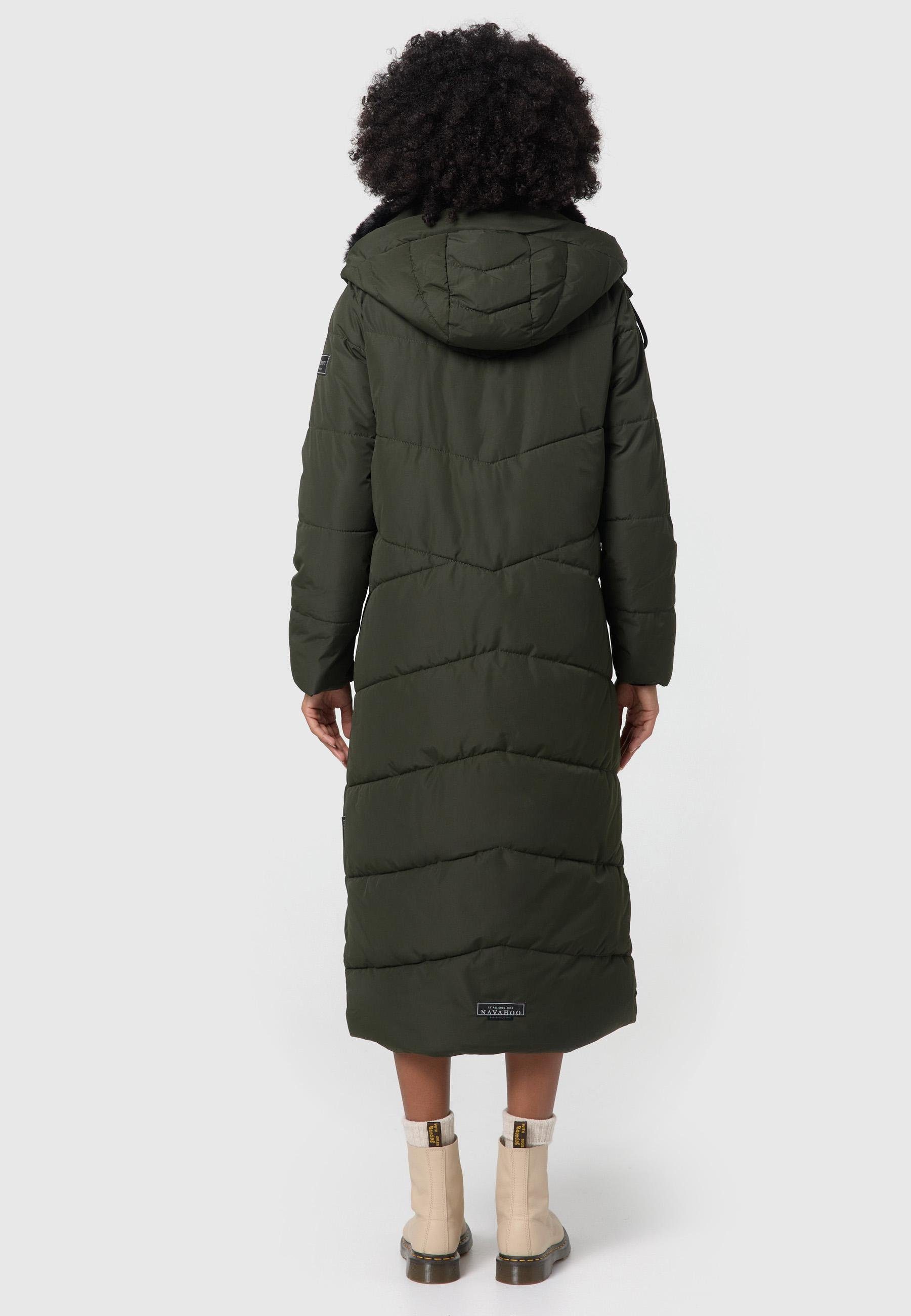 Navahoo Steppmantel Hingucker XIV Damen Wintermantel mit abnehmbaren Kunstfellkragen