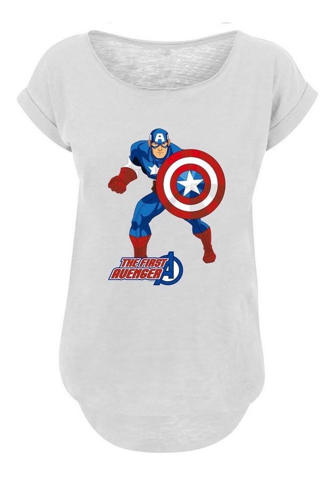F4NT4STIC T-Shirt Captain America The First Avenger Print, Hinten extra  lang geschnittenes Damen T-Shirt