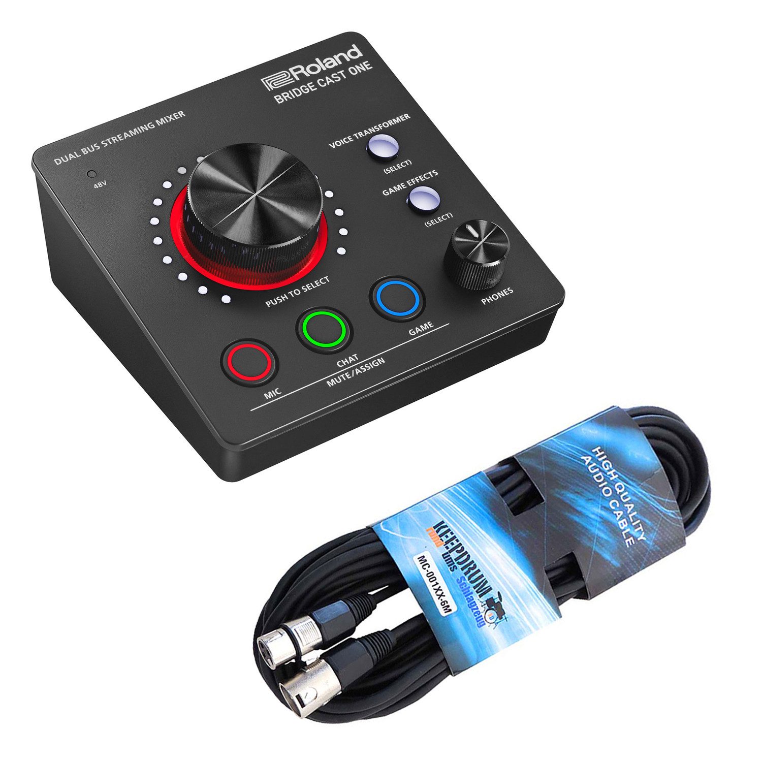 Roland Streaming Mixer Bridge Cast One mit XLR-Kabel Digitales Aufnahmegerät