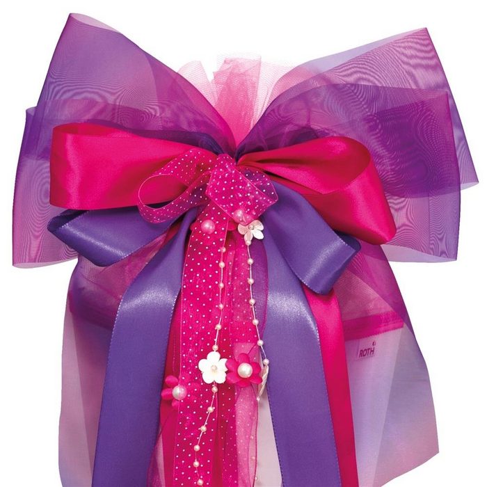 Roth Schultüte XXL Schleife Purple Blooming 63 x 32 cm aus Polyester Lila / Pink für Zuckertüte