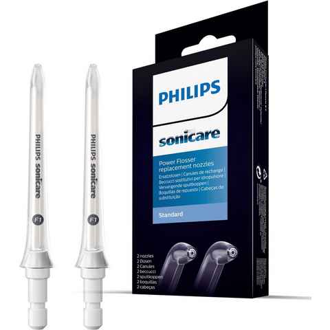Philips Sonicare Mundduschen-Ersatzdüse F1 Standard Aufsteckdüse HX3042/00, angewinkelte Form, kompatibel mit jeder Philips Sonicare Powerflosser
