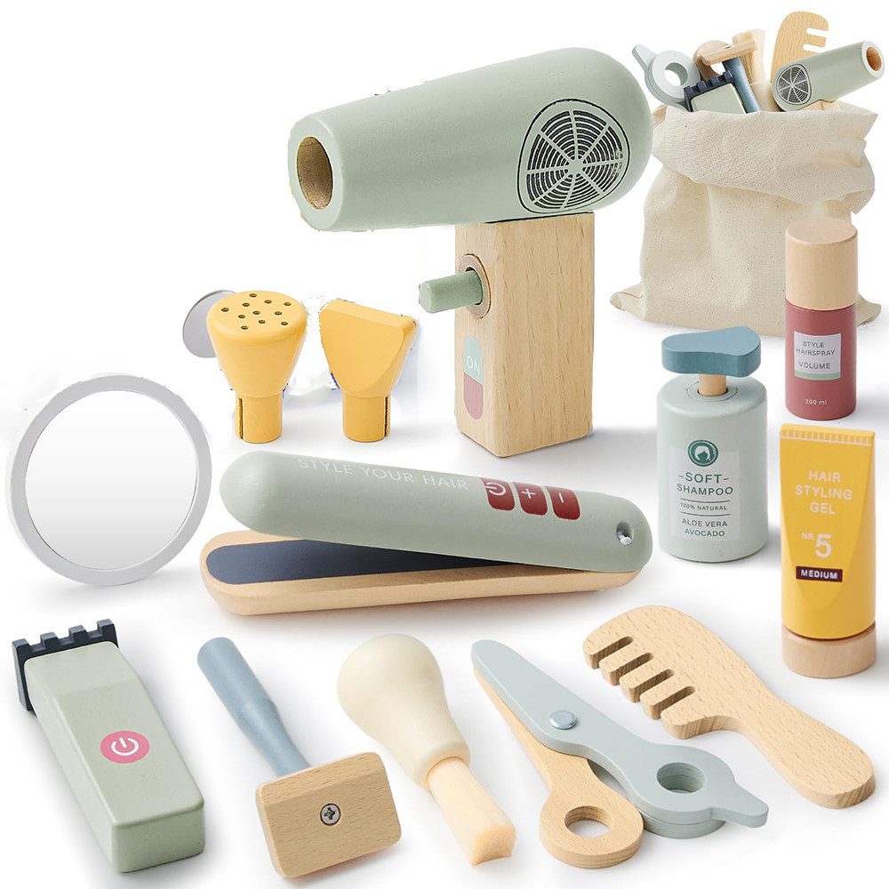CLTYQ Spielzeug-Frisierkoffer Friseur Set Spielzeug aus Holz Pretend Play K günstig online kaufen