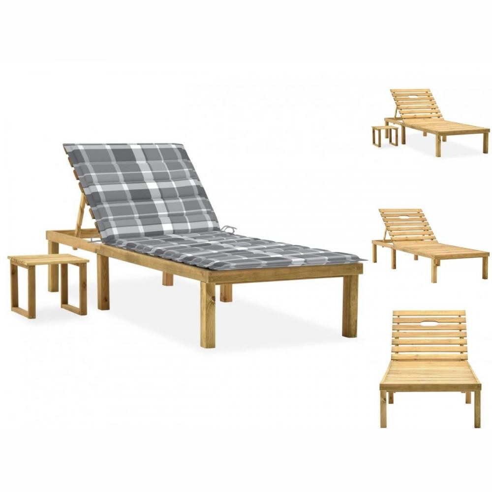 vidaXL Wellnessliege Garten Sonnenliege mit Tisch und Auflage Kiefer Imprägniert Gartenlieg