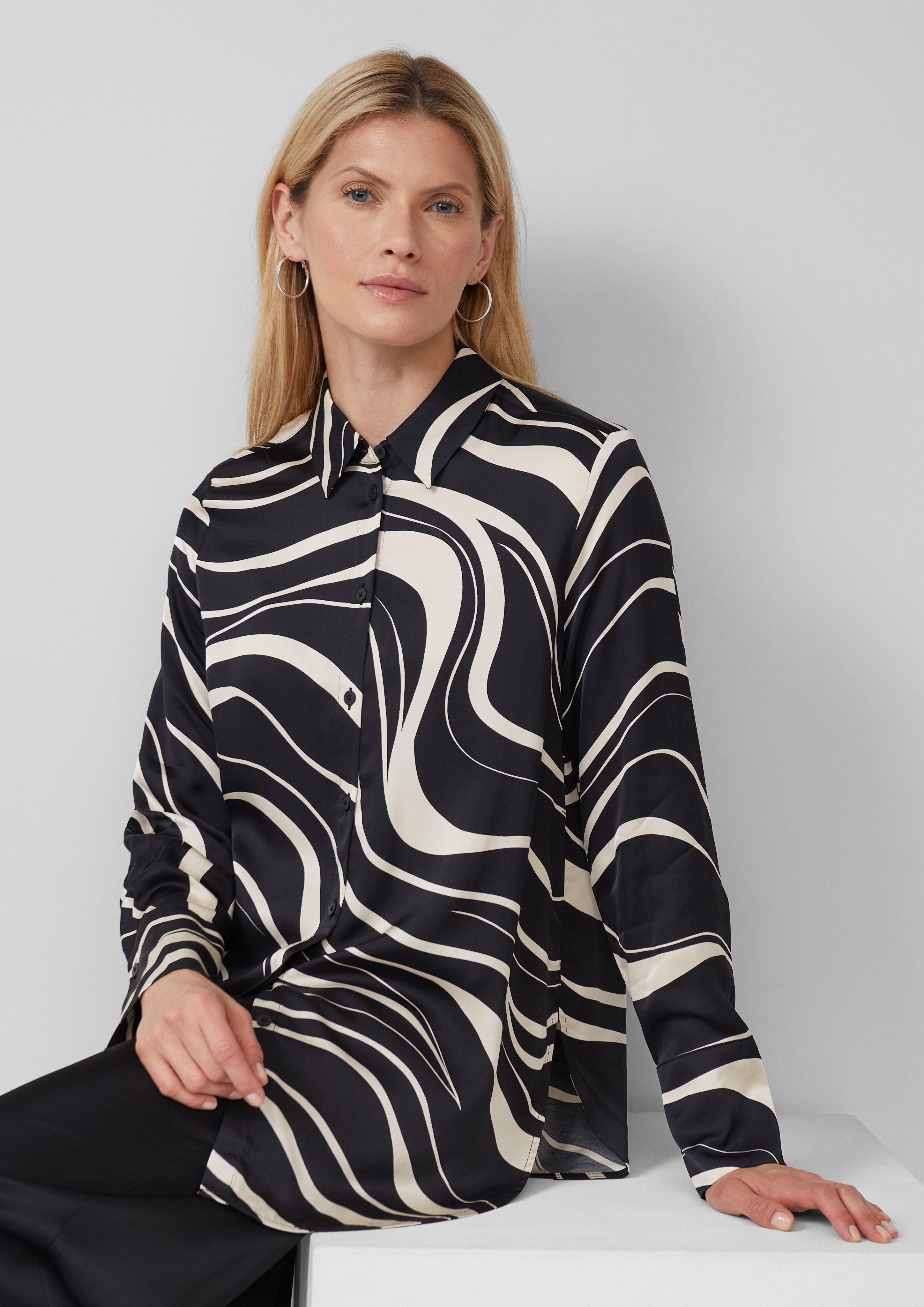 Langarmbluse Hemdbluse mit All-over-Print