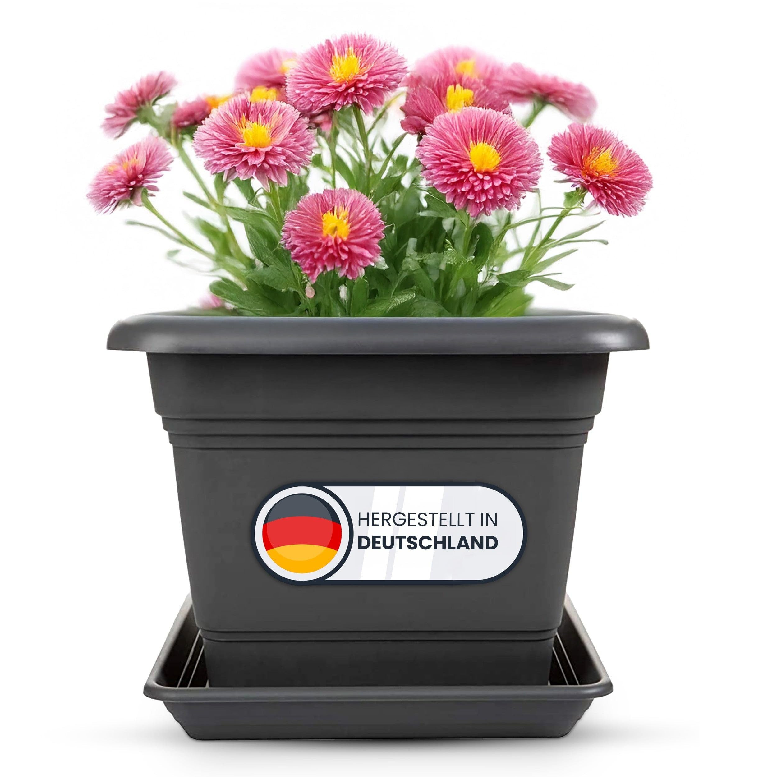 Centi Pflanzkübel XXL Pflanzkübel anthrazit mit Untersetzer (1er-Set)