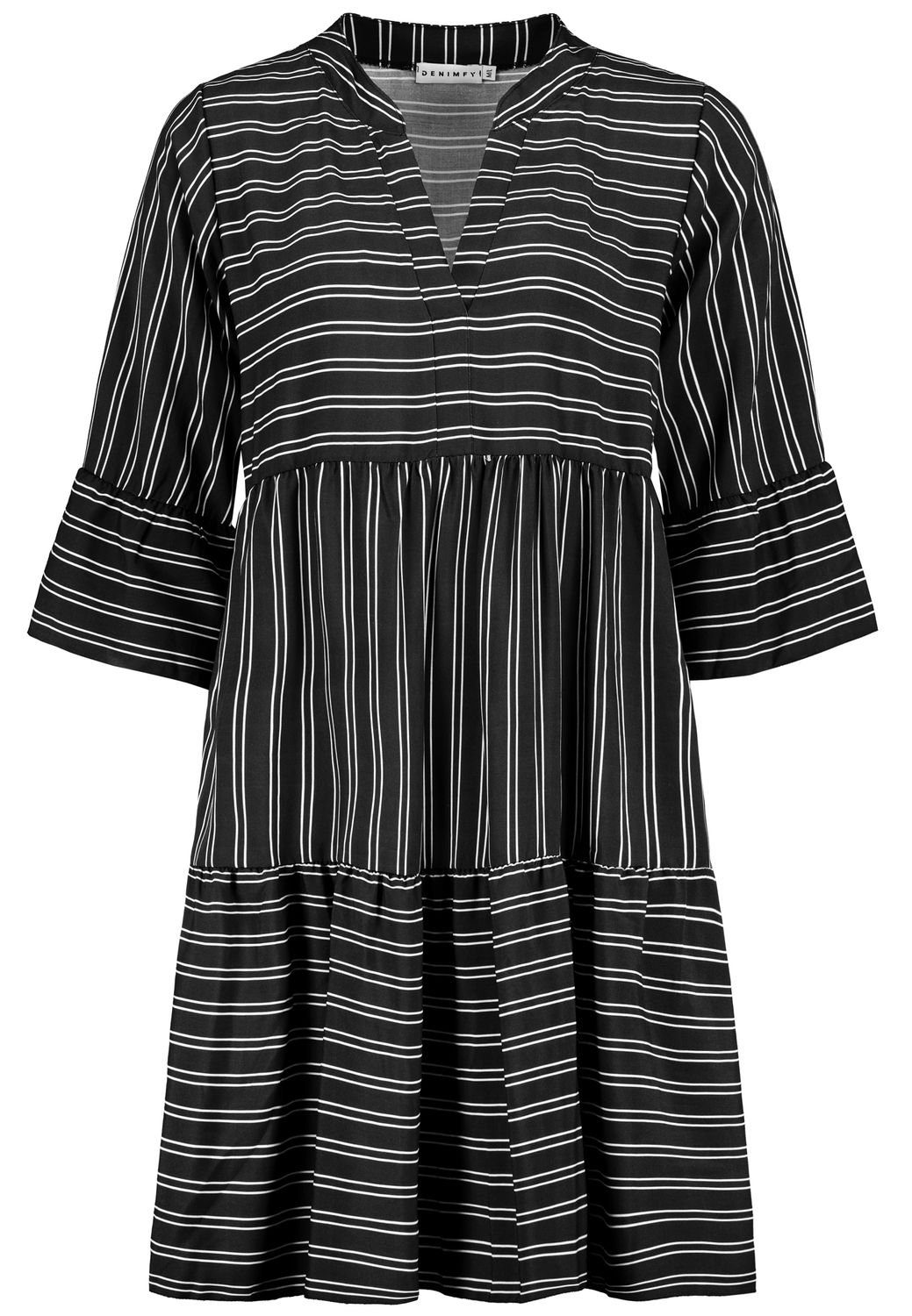 DENIMFY Sommerkleid Damen Kleid DFFrida A-Linie 3/4 Arm Freizeitkleid mit V günstig online kaufen