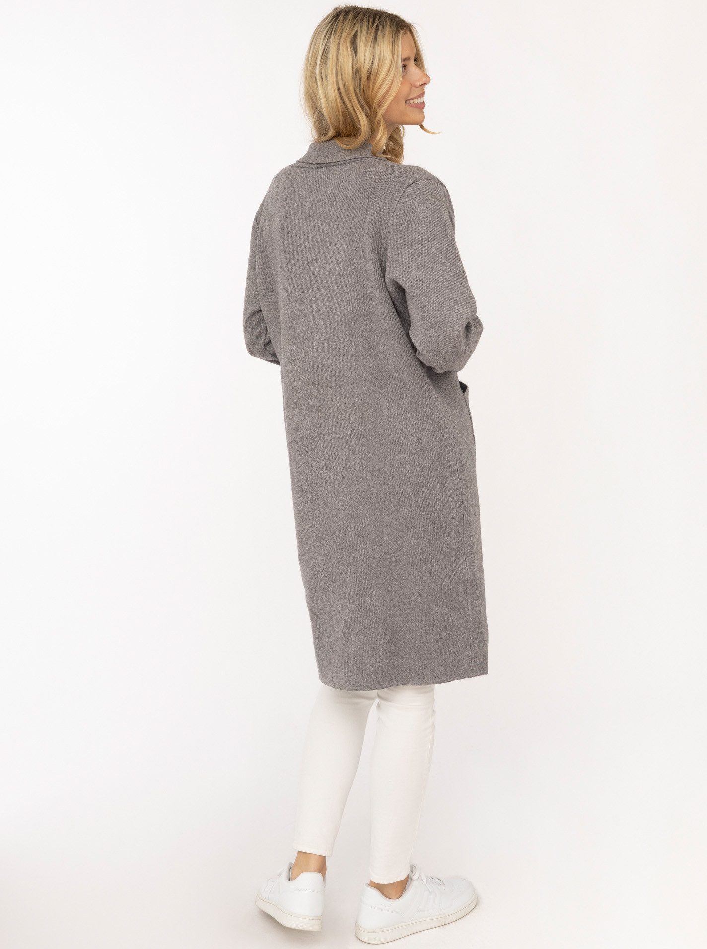 Zwillingsherz Cardigan "Jessi" mit Kragen, Langarm, aufgesetzte Taschen, ohne Verschluss, knielang – Bild 4 von 5